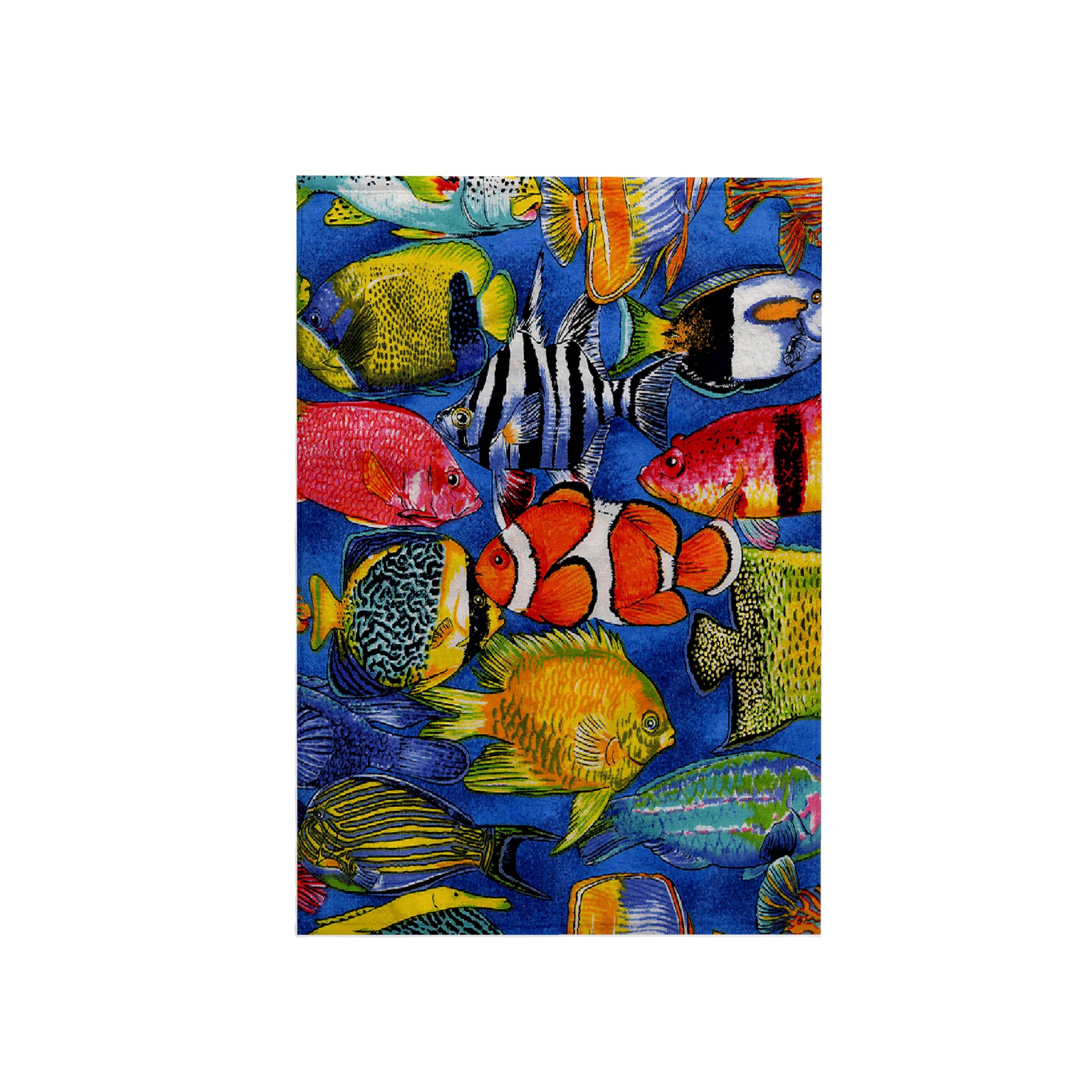3dRose "Tropical Fish Towel, Polyester/Cotton, White, 15 x 22-Inch
