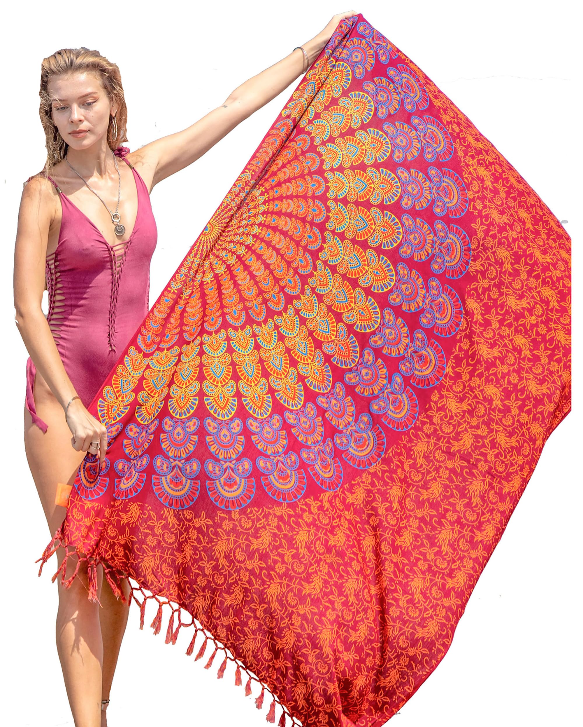 Mandala Life ART Pareo de Playa Para Mujer Boho Bikini Cover Up Cubierta Envolvente Falda Sarong Chal Vestido Piscina Vacaciones De BañadorTraje De Baño Tapiz Bohemio Colgar en la Pared 180x115cm