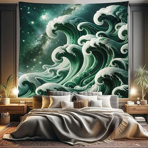 Miniatura 177 de Ambesonne Tapiz de naturaleza, silueta de oso salvaje en el bosque de la selva en la noche oscura, ilustración para colgar en la pared para Verde