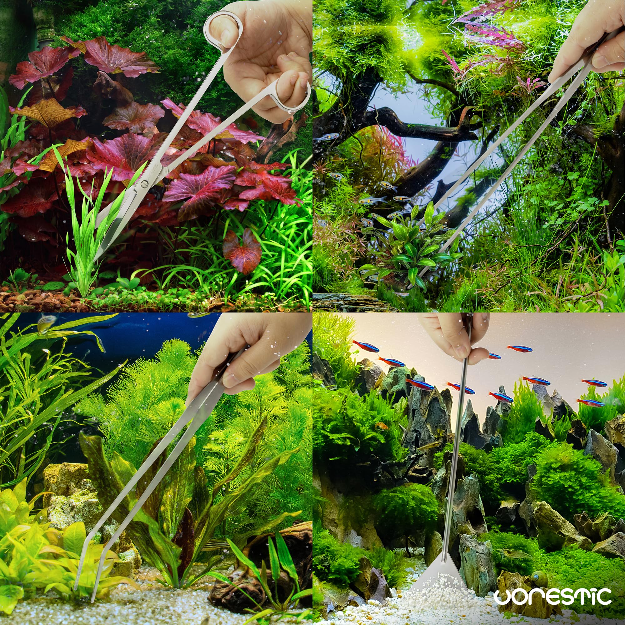 VORSTIC 4 in 1 Accessori per Acquario, Forbici, Pinze, Spatola