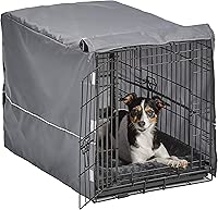 MidWest Homes for Pets Double Door Dog Crate Kit Includes One Two-Door Matching Gray Bed & Crate Cover, 30-Inch Kit Ideal for Medium Dog Breeds