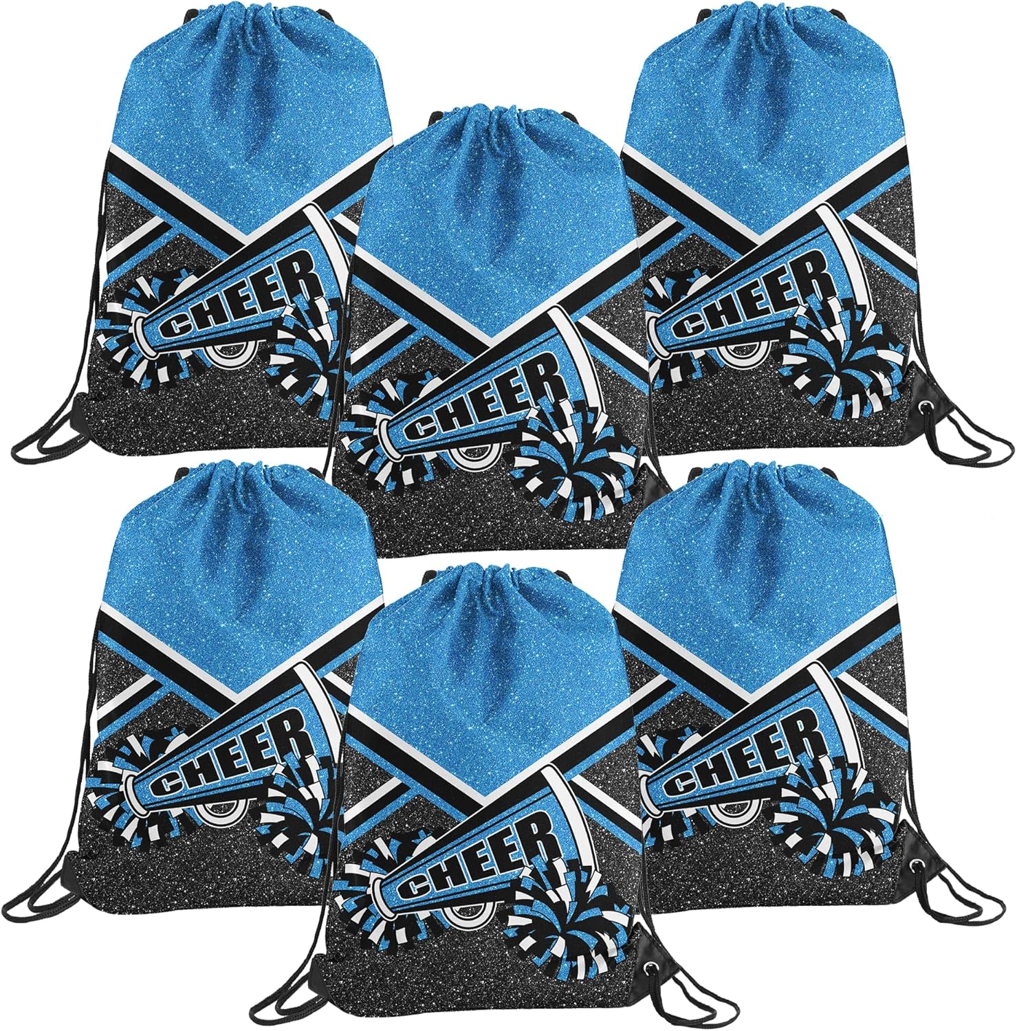 6 Pcs Cheer Drawstring Backpack Cheerleading Drawstring Bag Cheer Accessories Gifts for Cheerleaders (Pink)