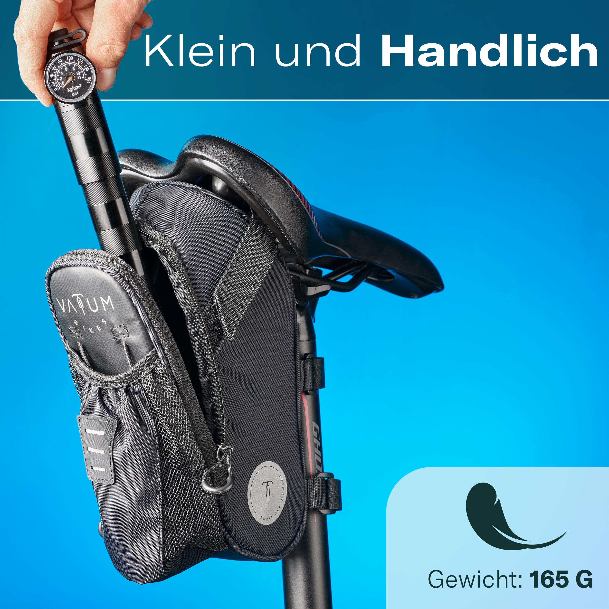 Mini Fahrradpumpe für alle Ventile mit Druckanzeige - Luftpumpe Fahrrad alle Ventile - Geeignet für französisches Ventil & Sclaverand Ventil