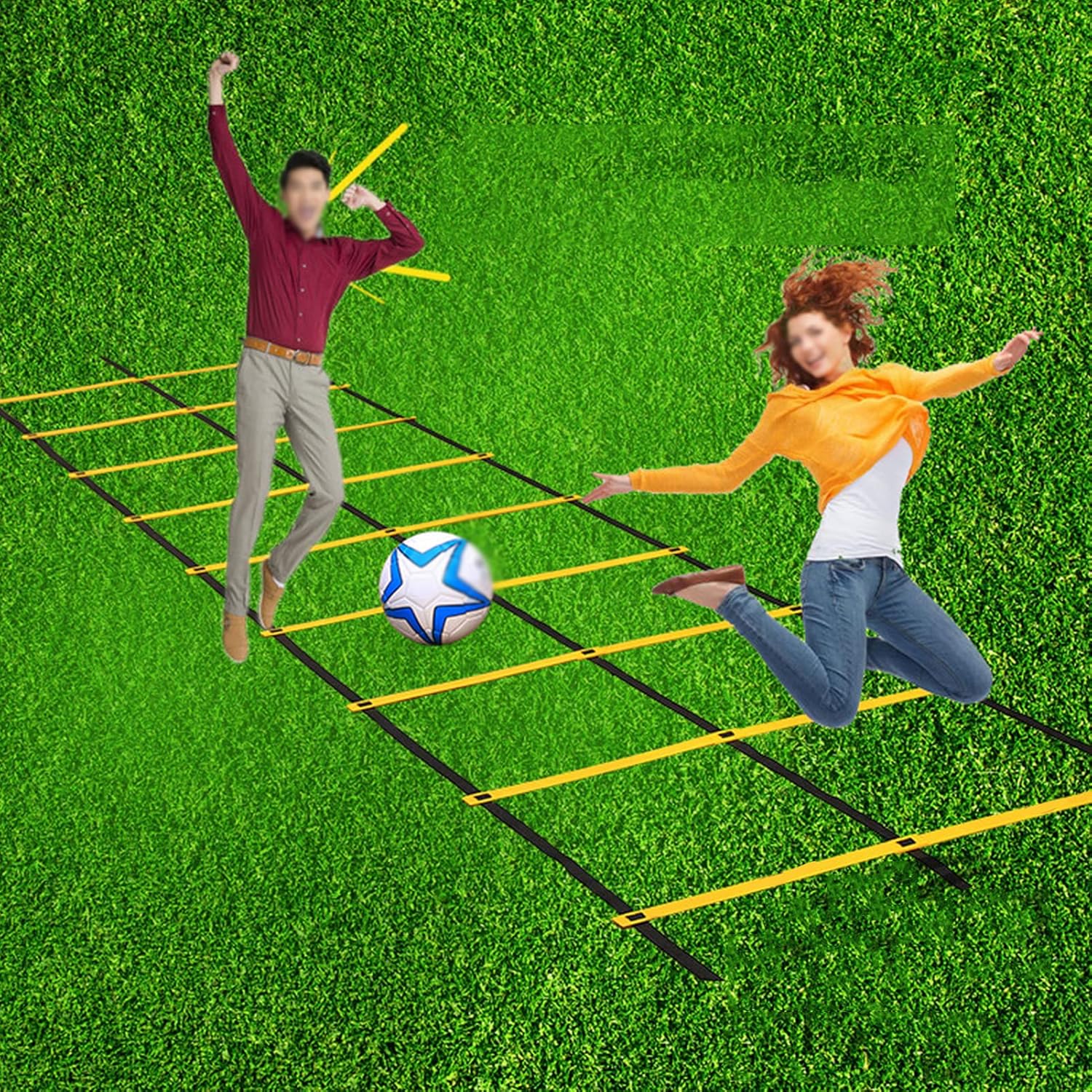 Agility Ladder Double-Row Flexible Agility Ladder, Speed Training Equipment, Football Sports Training Speed Ladde, for Rugby/Boxing/Tennis(Size:10m)