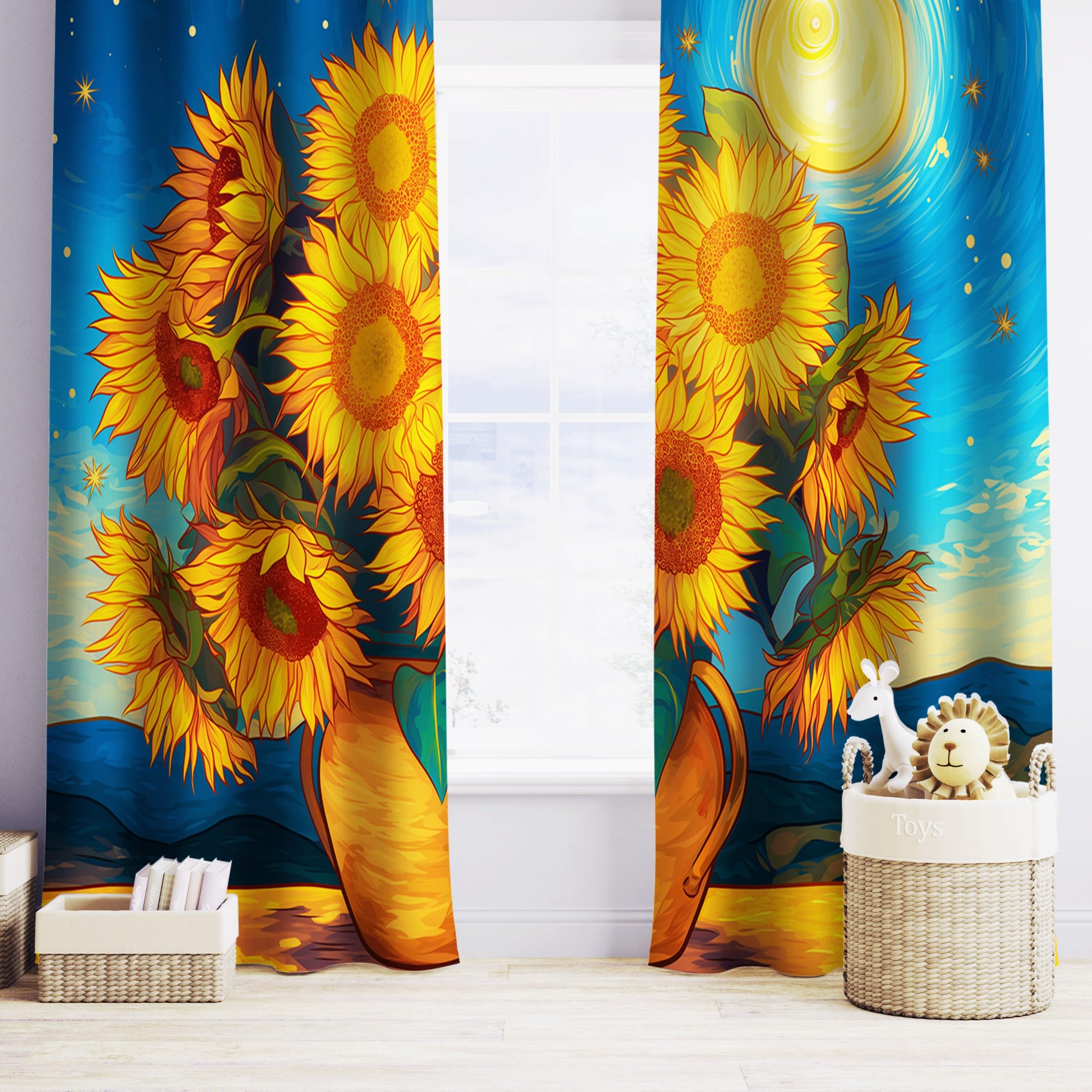CozyRest Zestaw 2 zasłon zaciemniających z oczkami, dźwiękoszczelne, izolacja termiczna, 183 x 214 cm, nieprzejrzyste, do domu, salonu, słoneczników olejnych