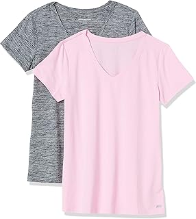 Camiseta Elástica de Secado Rápido, Manga Corta y Cuello en V (Hay Tallas Grandes) Mujer, Pack de 2