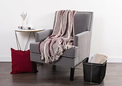 Miniatura 5 de DII Manta decorativa trenzada a rayas, 50x60, BlackBerry