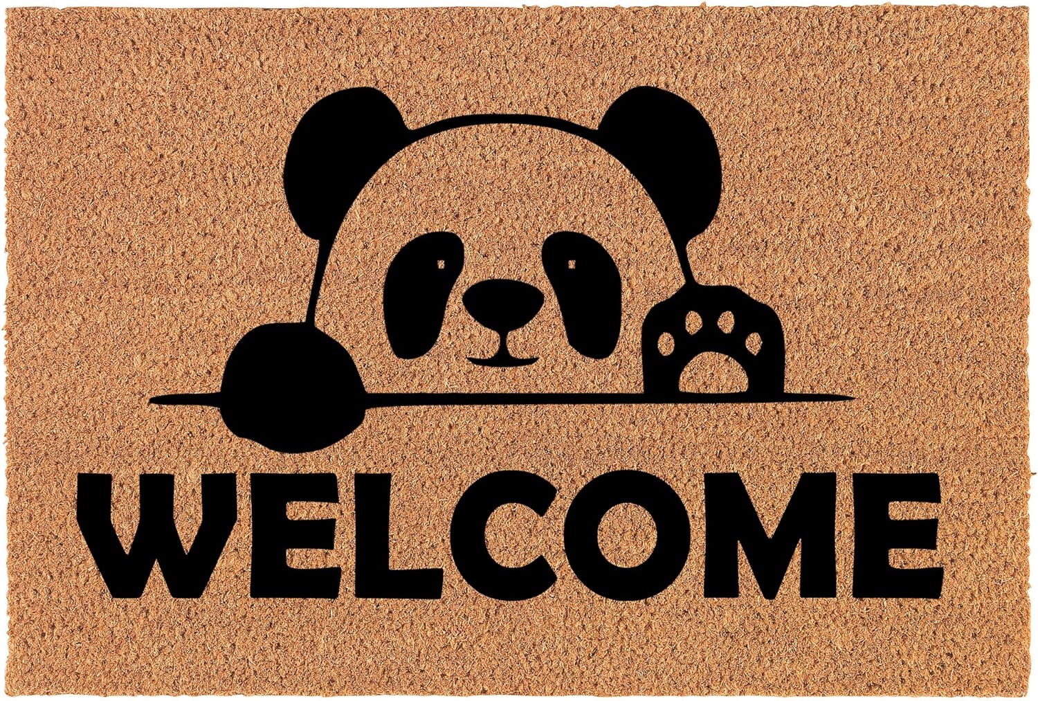 Welcome Doormat Coco Coir Door Mat Gift Welcome Peeking Panda (24" x 16")
