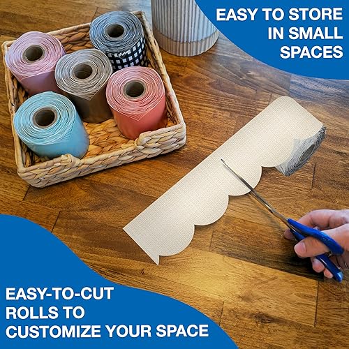 Miniatura 5 de Carson Dellosa Farmhouse - Bordes de lino neutro de 65 pies, bordes modernos para tablón de anuncios, pizarra blanca, tablero de corcho y decoración