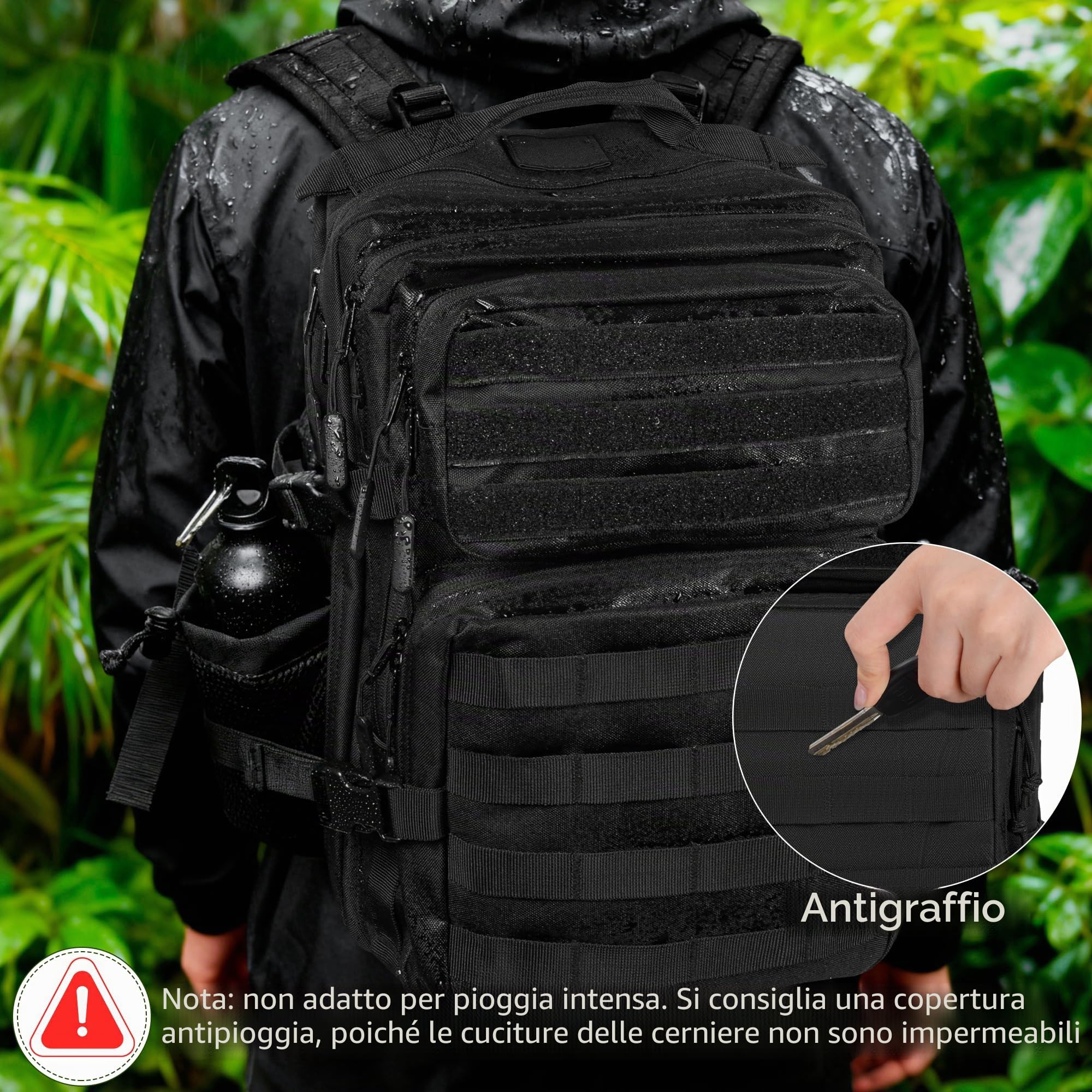 OUUTMEE Zaino tattico militare (25L/35L/45L), zaino MOLLE per uomini e donne, esercito Assult Camouflage caccia Daypack 3 giorni Bug Out Bag Borsa per computer portatile per escursioni, viaggi