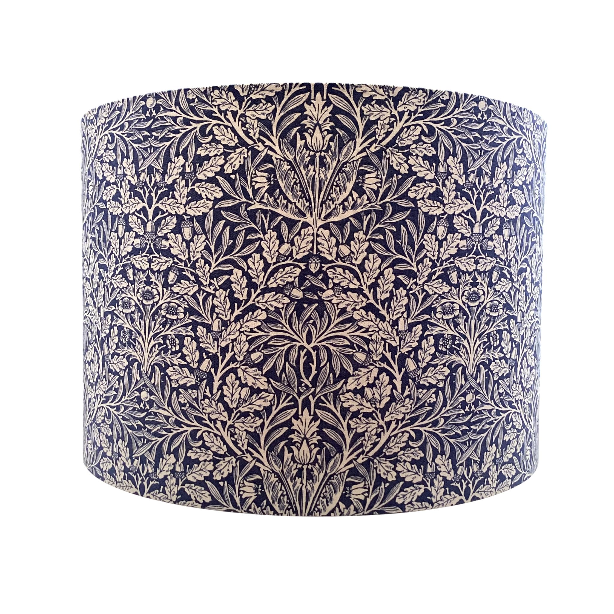 Handmade Lampshade William Morris Pure Acorn Navy Sand Cream (Table/Floor, Medium (30cm Diameter))