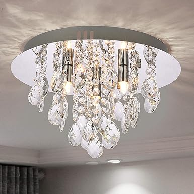 A1A9 moderne verzonken kristallen kroonluchter, K9 kristallen ronde plafondverlichting, LED hanglamp voor woonkamer, eetkamer, slaapkamer, woonkamer D35cm (3 lampen)