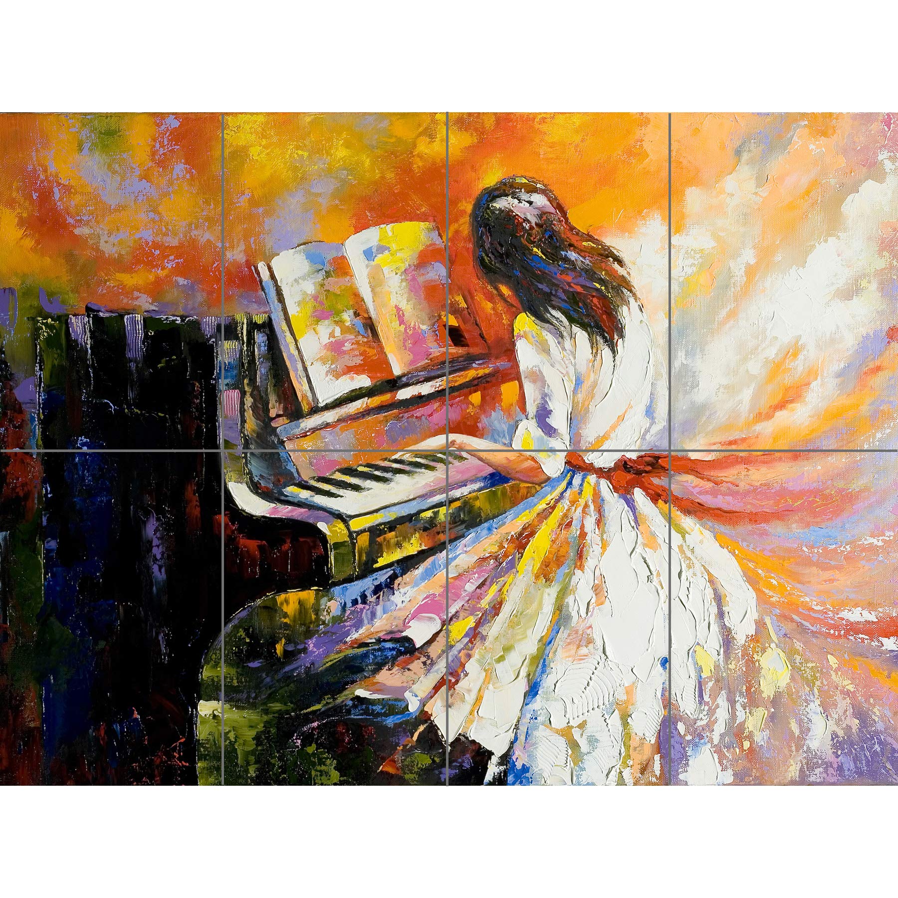Artery8 Music Piano Girl Impressionism XL Giant Panel Poster (8 Sections)