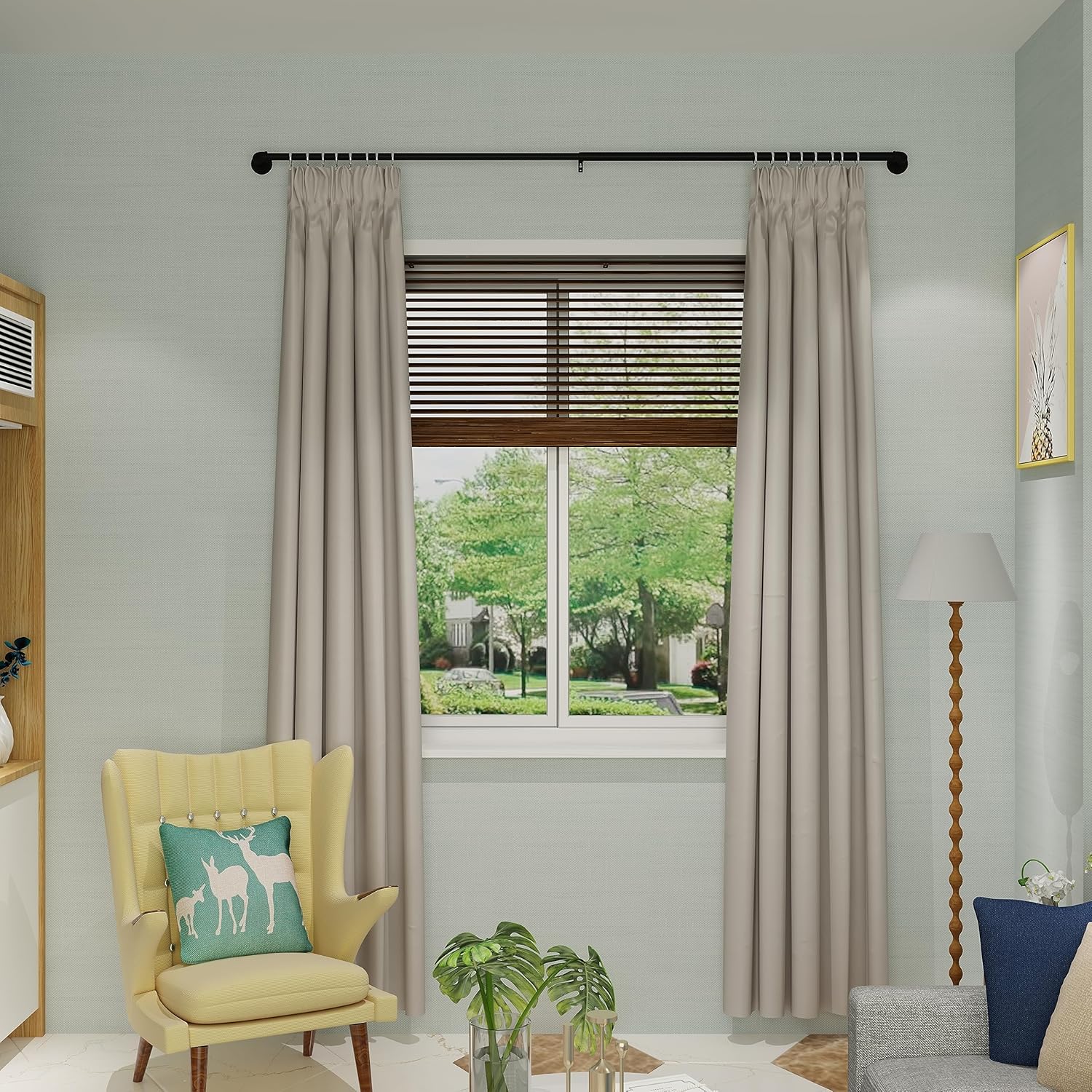 Industrial Curtain Rods, 48-84 Inch, 1 Inch Diameter, Wrap Around Curved Shower Curtain Rods for Indoor and Outdoor, Modern Contemporary Design, Matte Black A