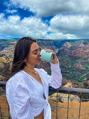 Miniatura 5 de MIRA Vaso aislado de 9 onzas, acero inoxidable, para whisky, martini, cóctel, copa sin copa de vino con tapa transparente, color aguamarina