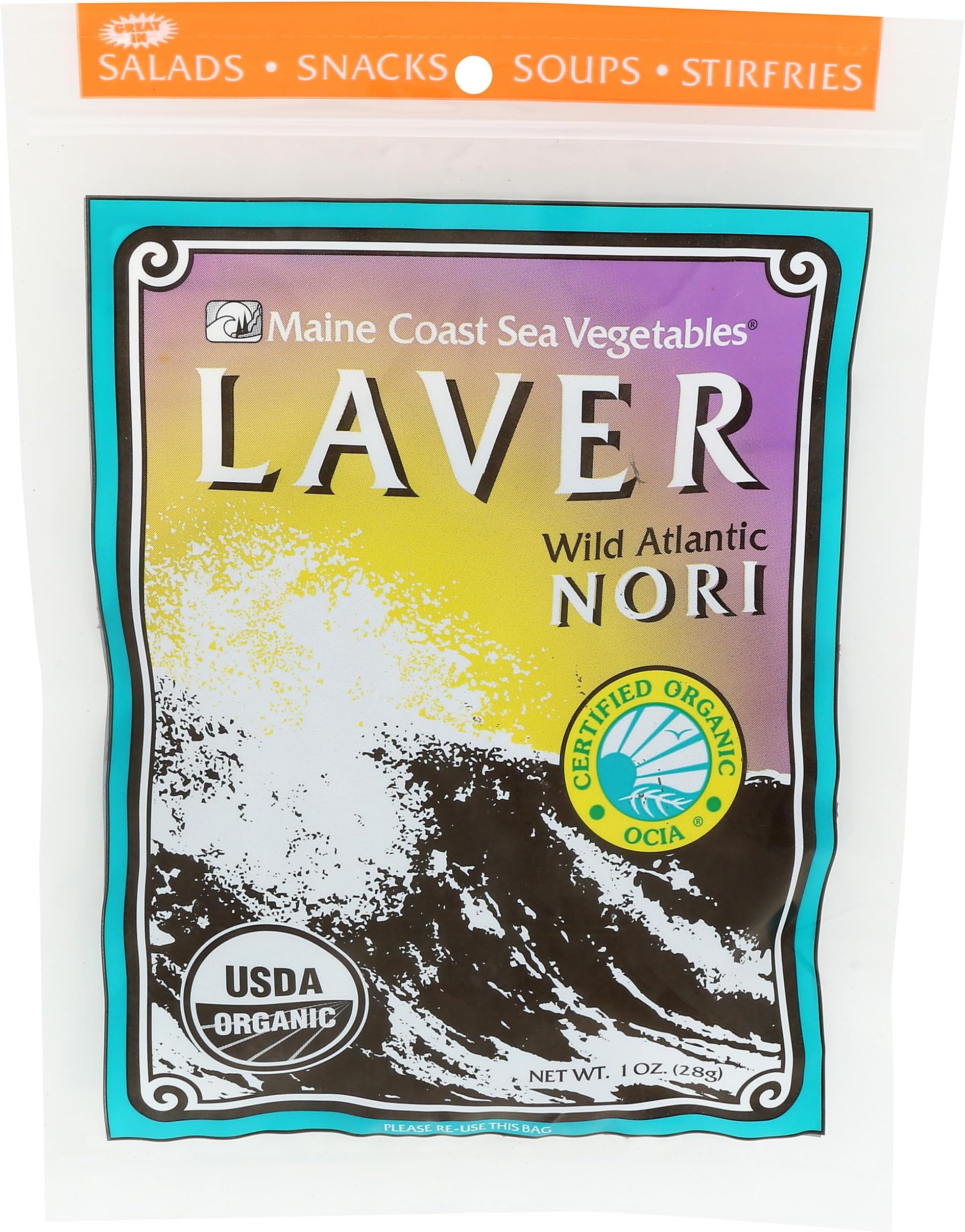 Maine Coast Sea Vegetables, Laver, Wild Atlantic Nori, 1 oz (28 g)
