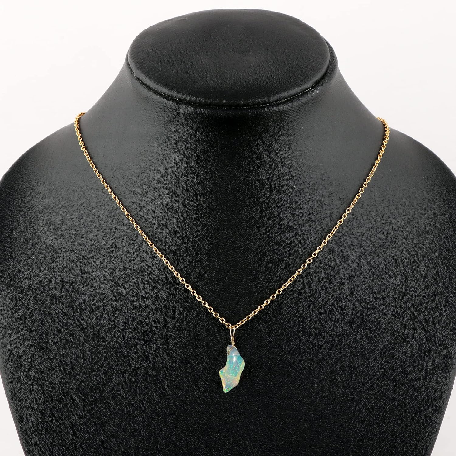 Raw Gemstone Pendant Necklace for Women |Natural Healing Crystal Rough Pendant 15–25 Carat | 8–14 mm Stone |Gold Plated Chain 16+2 Inch Adjustable | Gift Jewelry - Image 3