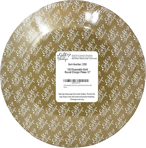 Miniatura 6 de Gift Boutique 120 platos desechables redondos dorados de 13 pulgadas, bandeja de servir, platos de cartón de papel reutilizables resistentes para