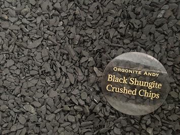 Black Shungite Crushed Chips - Small Gravel Chips - Authentic Russian Stone - Gemstones - Crafts & Orgonite Supply (16 oz (1 Lb))