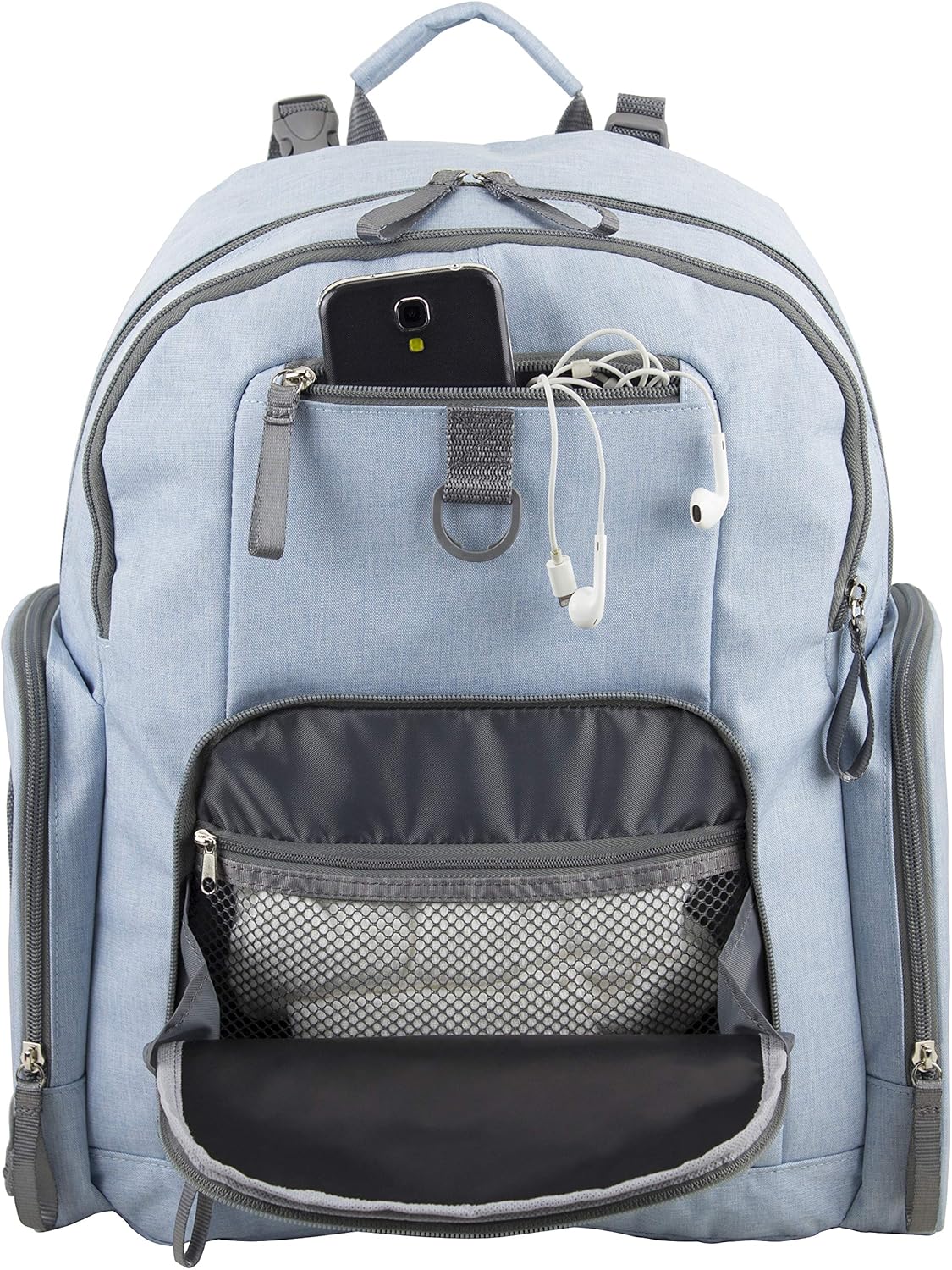BODHI Baby Portable Diaper Changing Pad Diaper Changer Travel Bag, Changing Mat, Baby Changing Station, Infant Gift, Light Blue Chambray