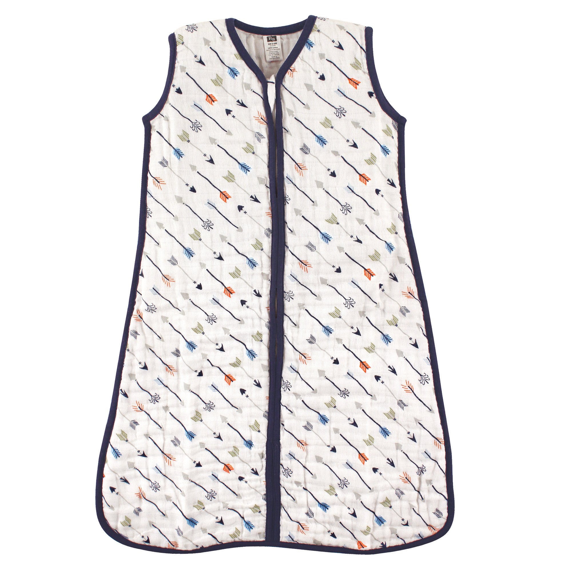 Hudson Baby Unisex Baby Muslin Cotton Sleeveless Wearable Sleeping Bag, Sack, Blanket, Arrow, 12-18 Months