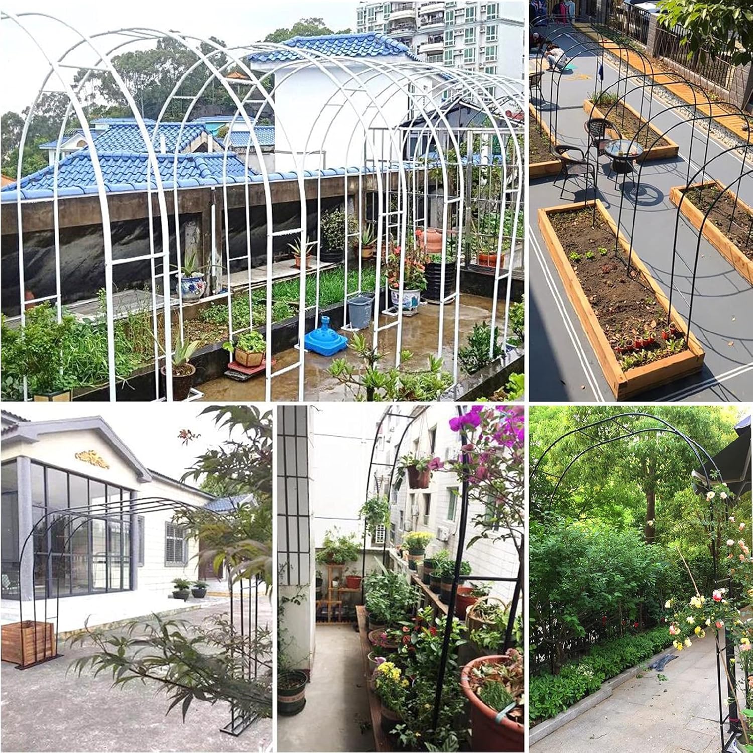 Metal Rose Arch,Weatherproof Garden Arch,Arbors Arch Wedding Arch,for Climbing Plants,Trellis Archway Pergola,Garden Lawn,Easy to Assemble,Black,White,Green