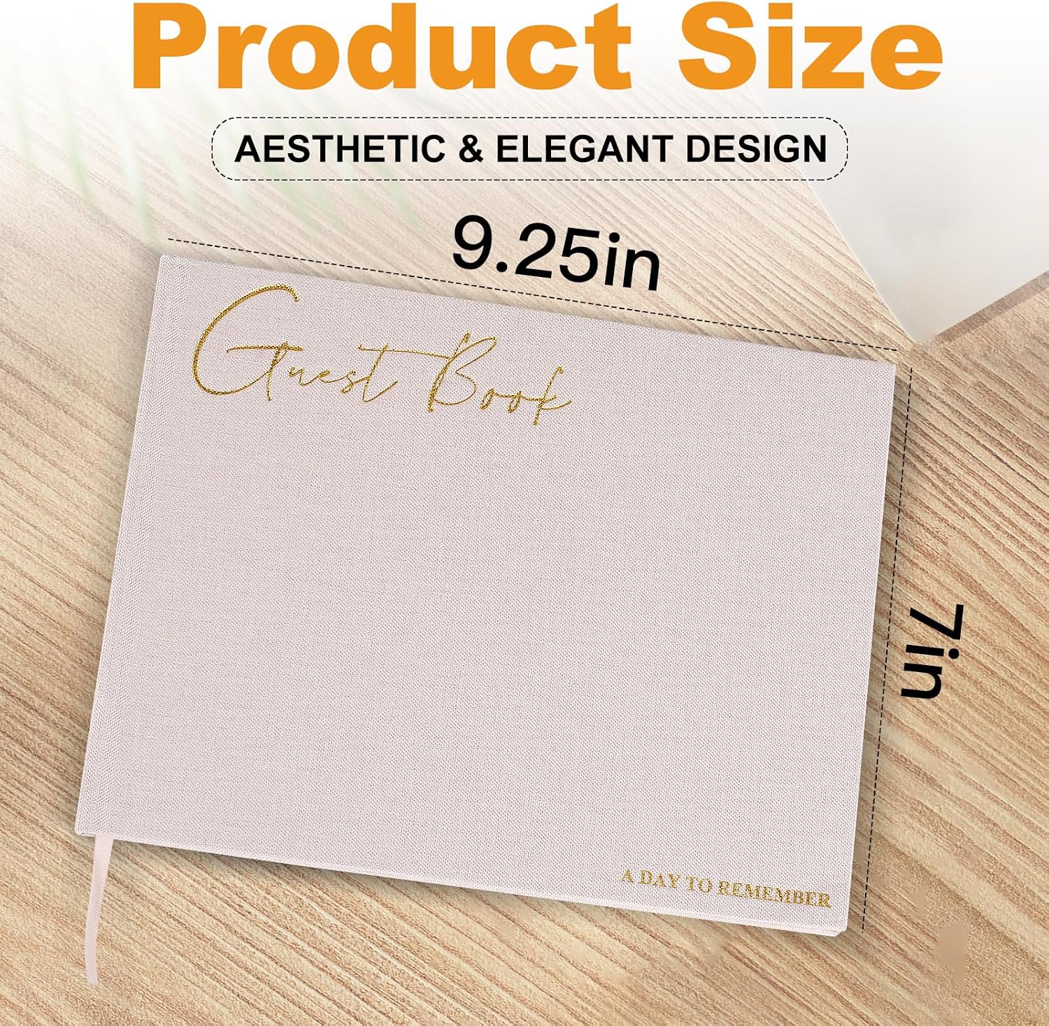 Utron Elegant Wedding Guest Book, Linen Guestbook to Sign in, Polaroid Guest Book for Wedding Receptions, Baby Showers, Birthdays and Special Events - Blank and Lined Acid Free Paper (Beige)