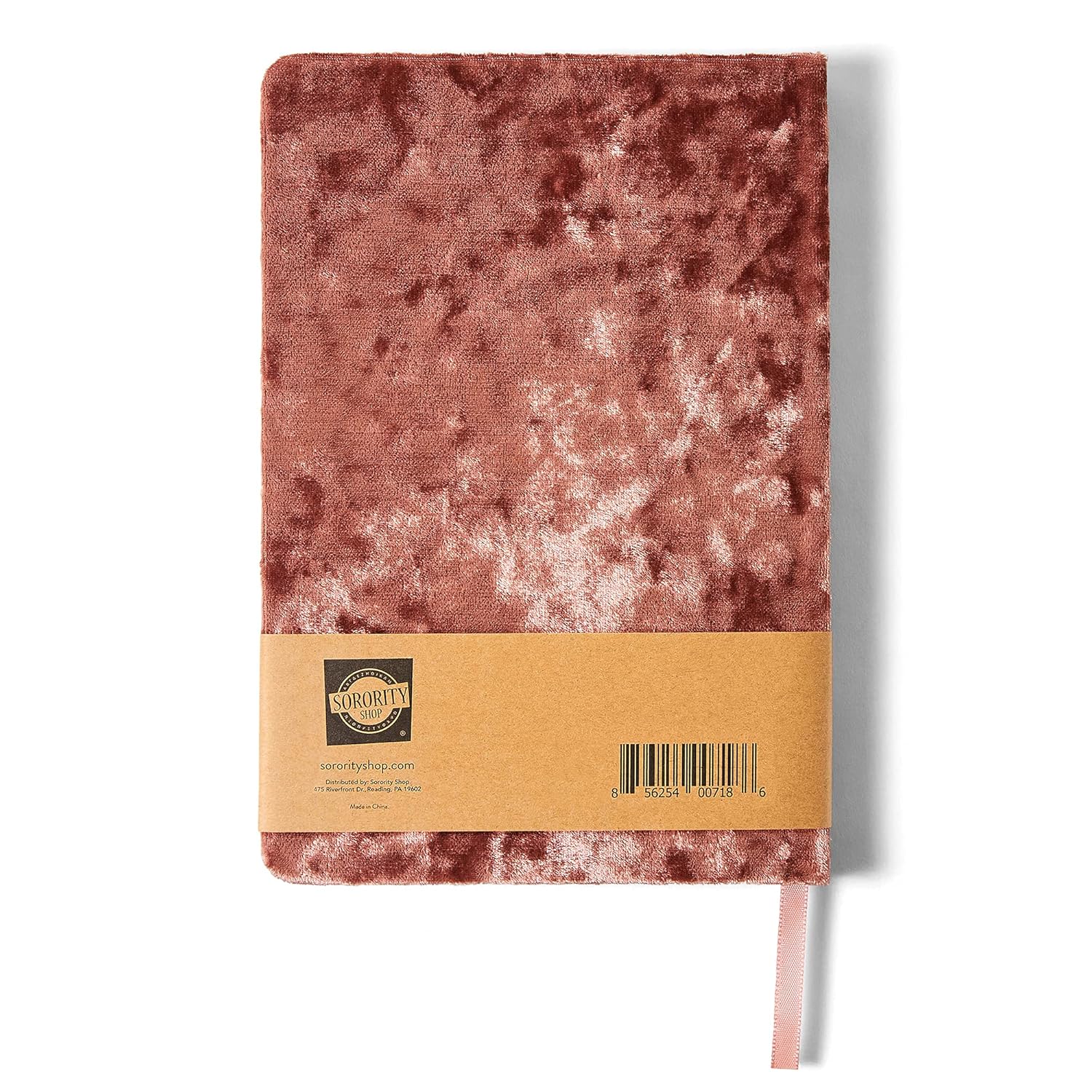 Sorority Shop Phi Mu Notebook - PM Velvet Notebook with Velvet Cover, Gold Foil Imprint, Satin Ribbon, 216 Lined Pages, Glued Binding - Sorority Journal, Phi Mu Sorority Gift