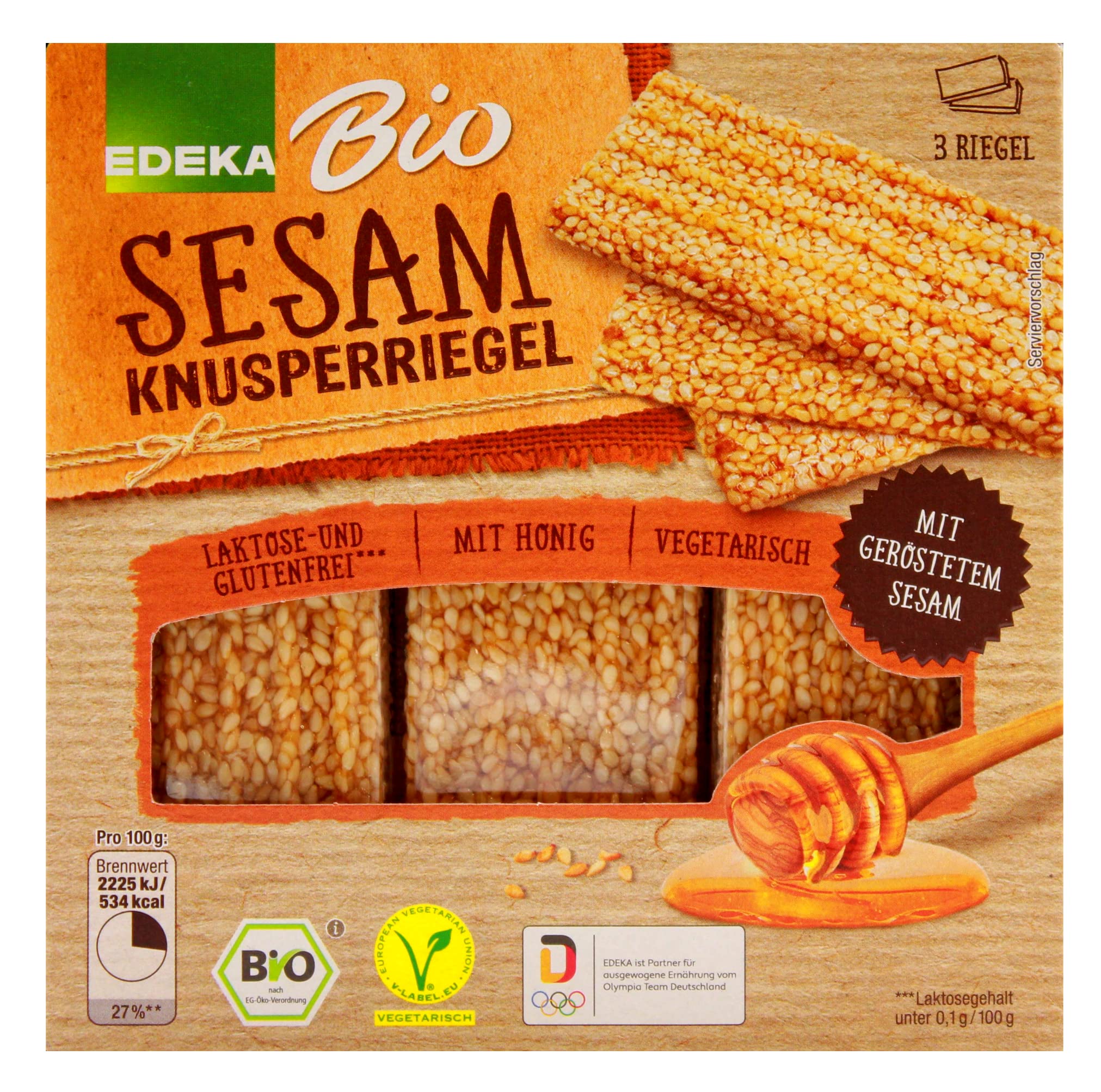 Edeka Bio Sesam Knusperriegel, 10er Pack (10 x 75g)