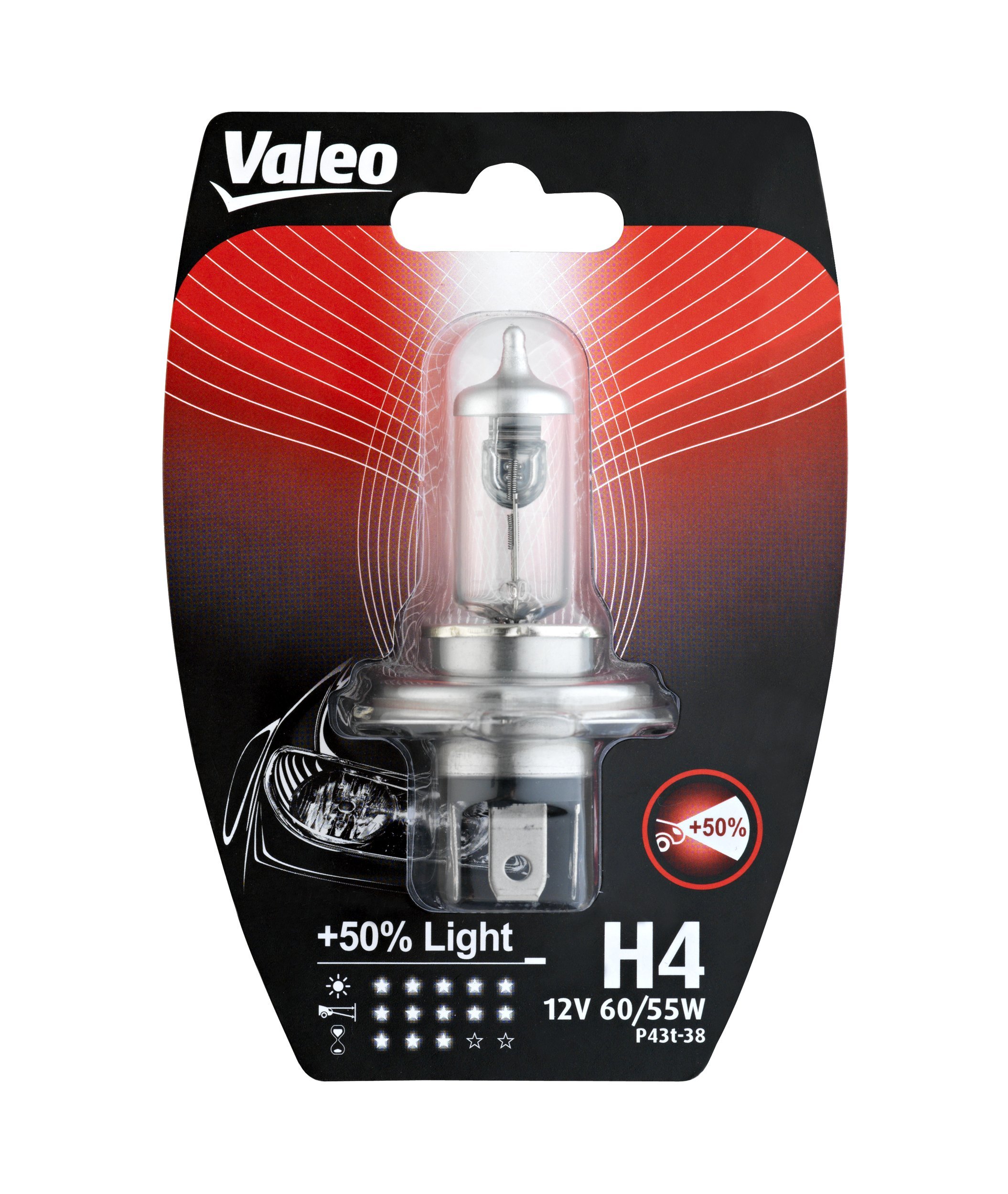 Valeo Halogen light bulb, H4 + 50% light blister x1, 32510