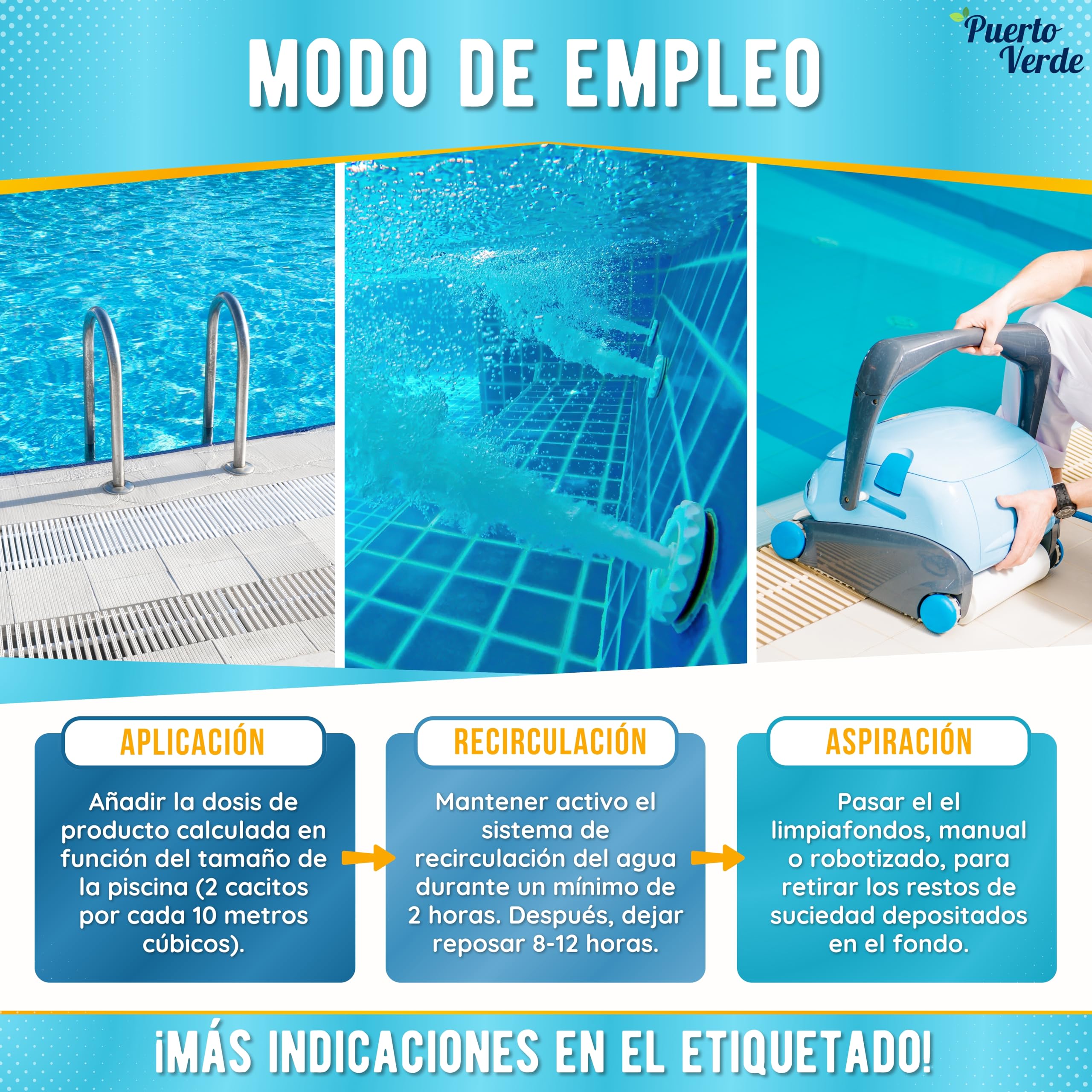 Floculante Natural 64 Tratamientos. Clarificante para Piscinas Grandes. | Apto para Spas e Hidromasajes. Eliminador de Turbidez para Agua Cristalina. Formato Gránulo de Uso Seguro. Producto Español.