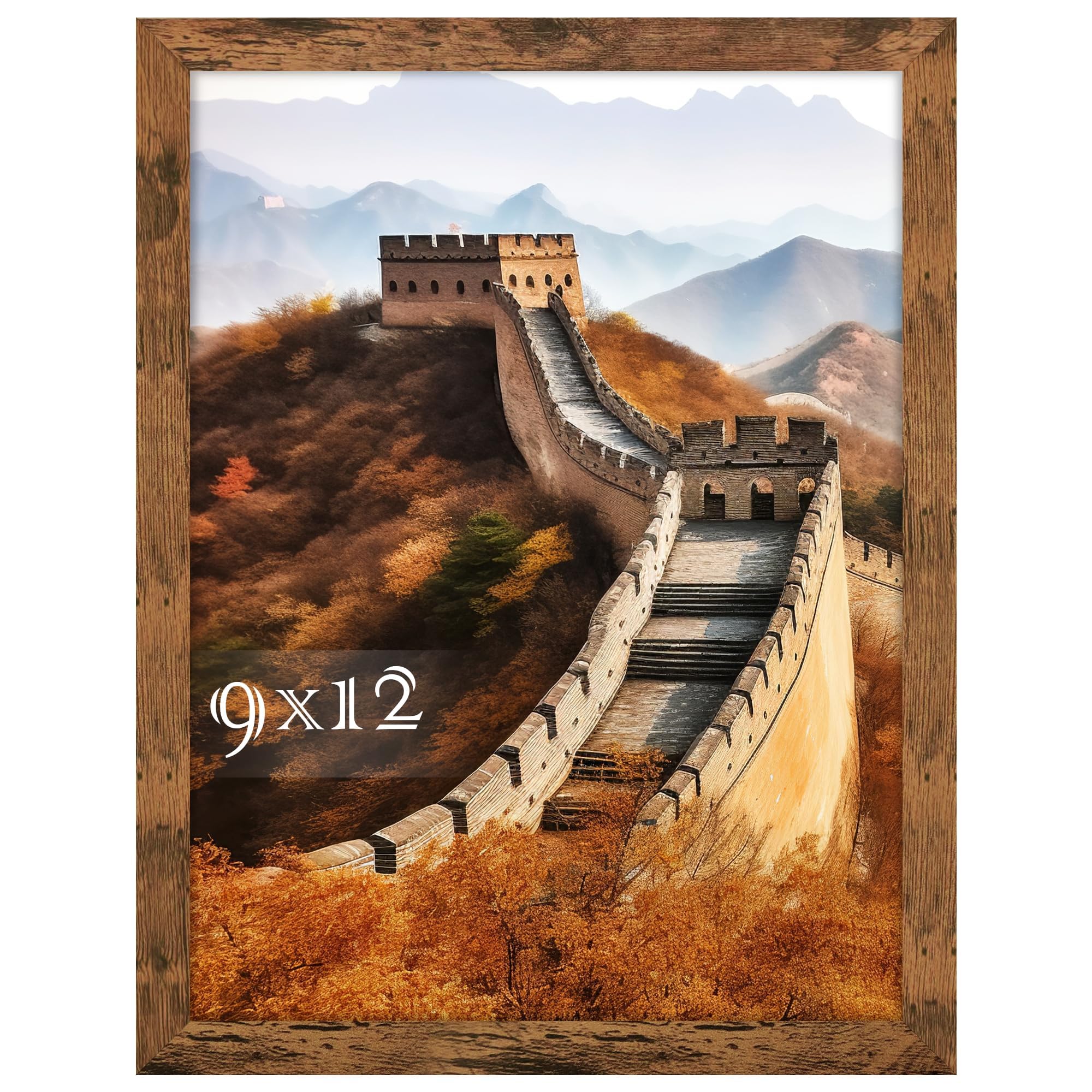Picrit 9x12 Picture Frame, Photo Frame for Wall Mounting Display, Brown — image 1
