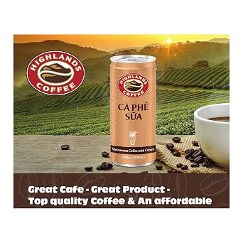Highlands Coffee CA PHE SUA Vietnamese Coffee with Condensed Milk7.9 oz Can (6/12/24 Count) Bundle PackNo.1 Vietnamese CoffeeSuper-Smooth Premium Quality Iced Milk Coffee with Saltation Thank You Card (Pack of 6)