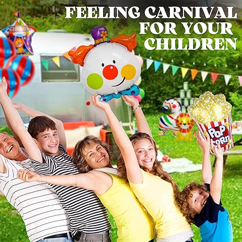 Miniatura 7 de 9 globos de papel de aluminio para carnaval, decoración de fiesta temática de carnaval de animales, ramo de globos de circo para decoraciones de