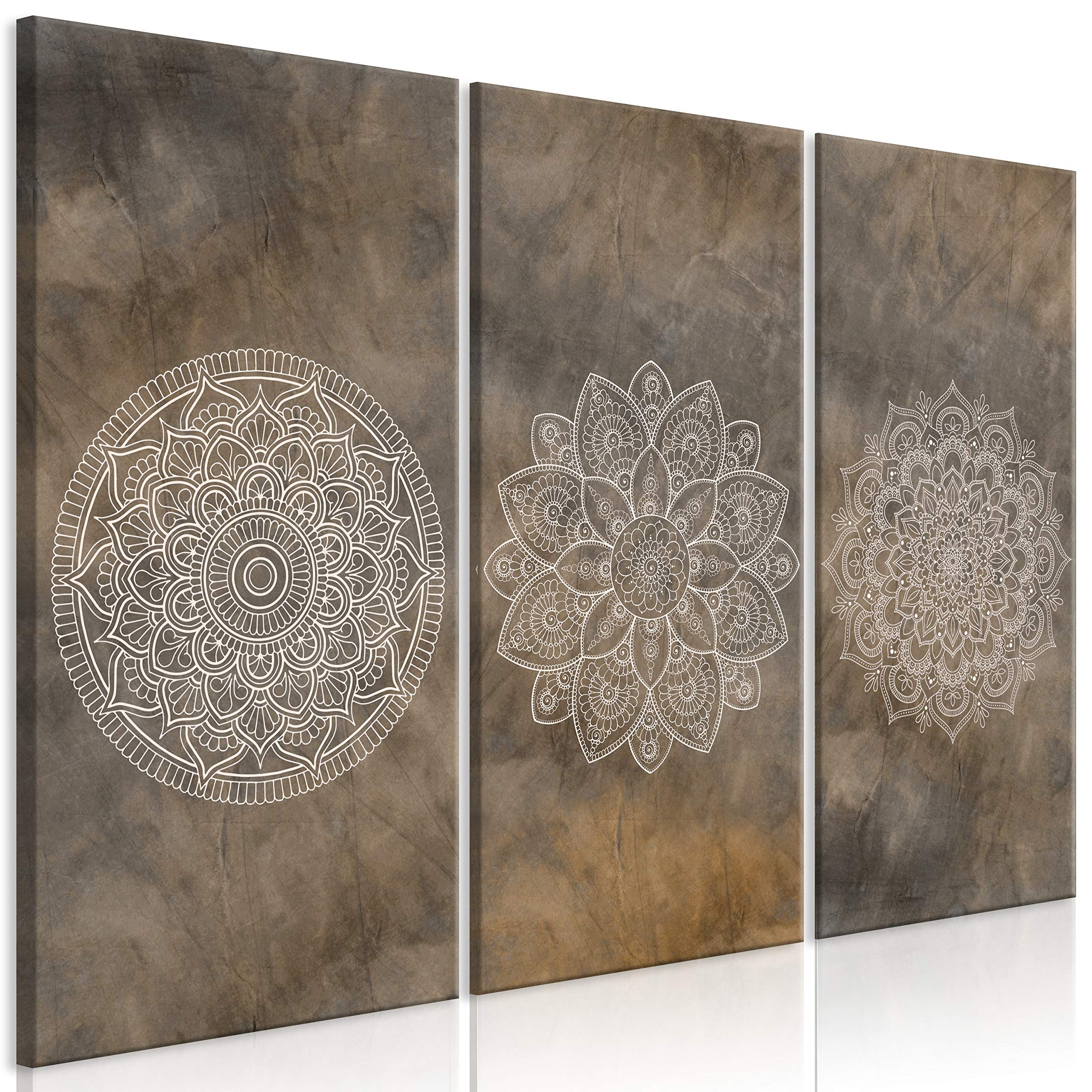 murando - Cuadro en Lienzo Mandala 120x80 cm 3 partes - Cuadros decorativos Decoracion Decorativo para Pared salon modernos dormitorios - Ornament Zen Abstracto marrón estilo vintage n-C-0311-b-e