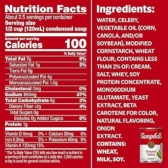 Campbell's Condensed Cream of Celery Soup, 10.5 oz Can