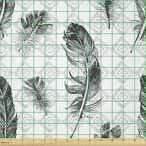 Miniatura 2 de Ambesonne The Yard, telón de fondo geométrico descolorido con diseño de mosaico, mosaico, mosaico, mosaico, mosaico, tela de punto elástico para