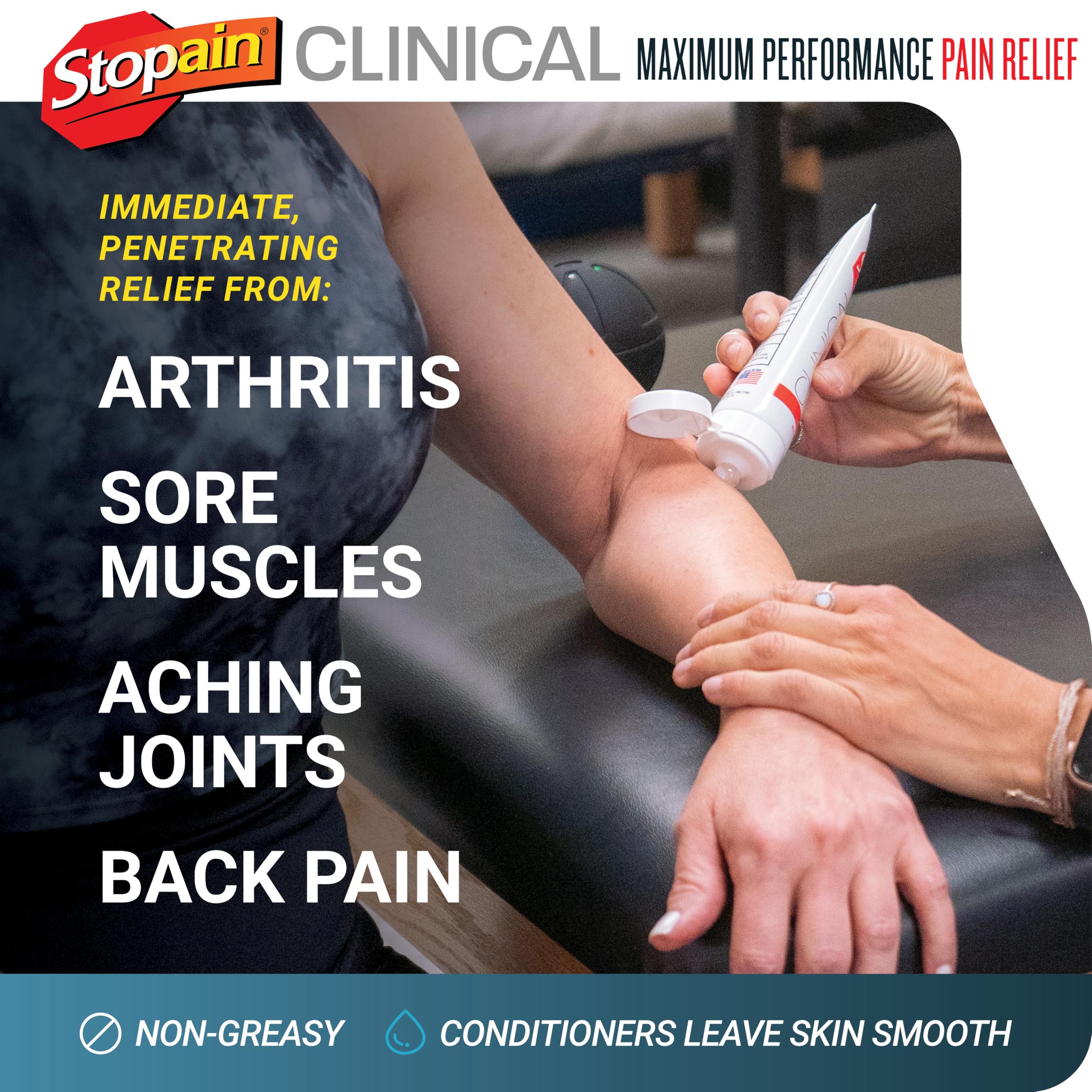 Stopain Clinical 10% Menthol Pain Relief Gel (4 oz Tube), Professional Strength Topical Analgesic for Back, Knee, Joint and Arthritis Pain Relief, Made in USA — Amazon image 2