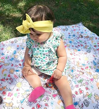 Yorni Su Geçirmez Yer/Masa Örtüsü, Aktivite, Yemek ve Oyun İçin, Doğa Dostu ve Çevreci, Ekoteks Sertifikalı,%100 Polyester, 150x150cm