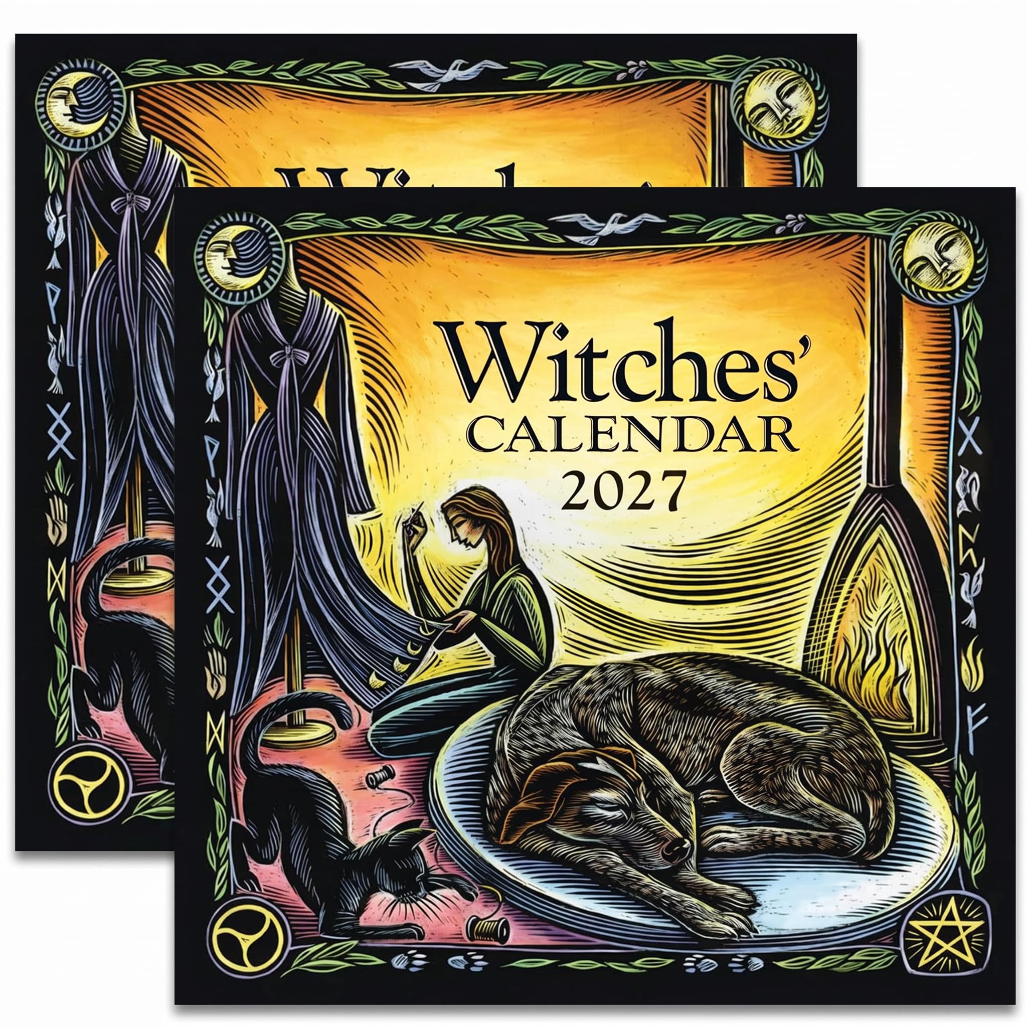 Witches Calendar 2027, Witch Calendar 2027, Witch Monthly Wall Calendar, Hangable Family Planner & Daily Organizer, For Living Room, Home, Bedroom, Workplace (2PCS)