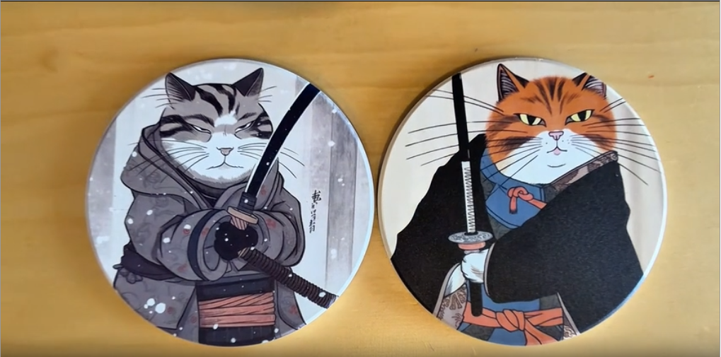 Amazon.com: Ninja Cat Coasters - Anime Cat Decor - Set of 6 Drink