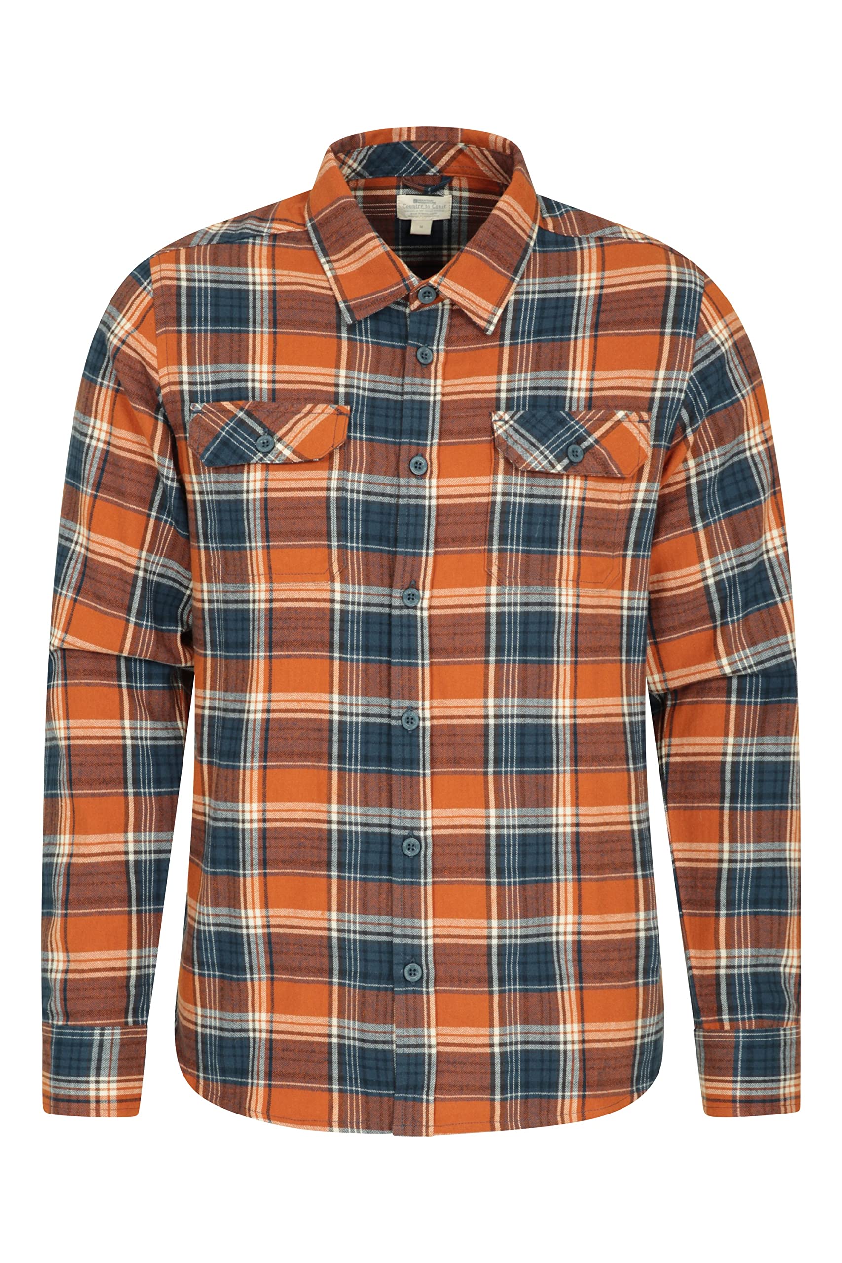 Mountain Warehouse Men's Burnt Orange Trace Flannel Long Sleeve Shirt 3XL