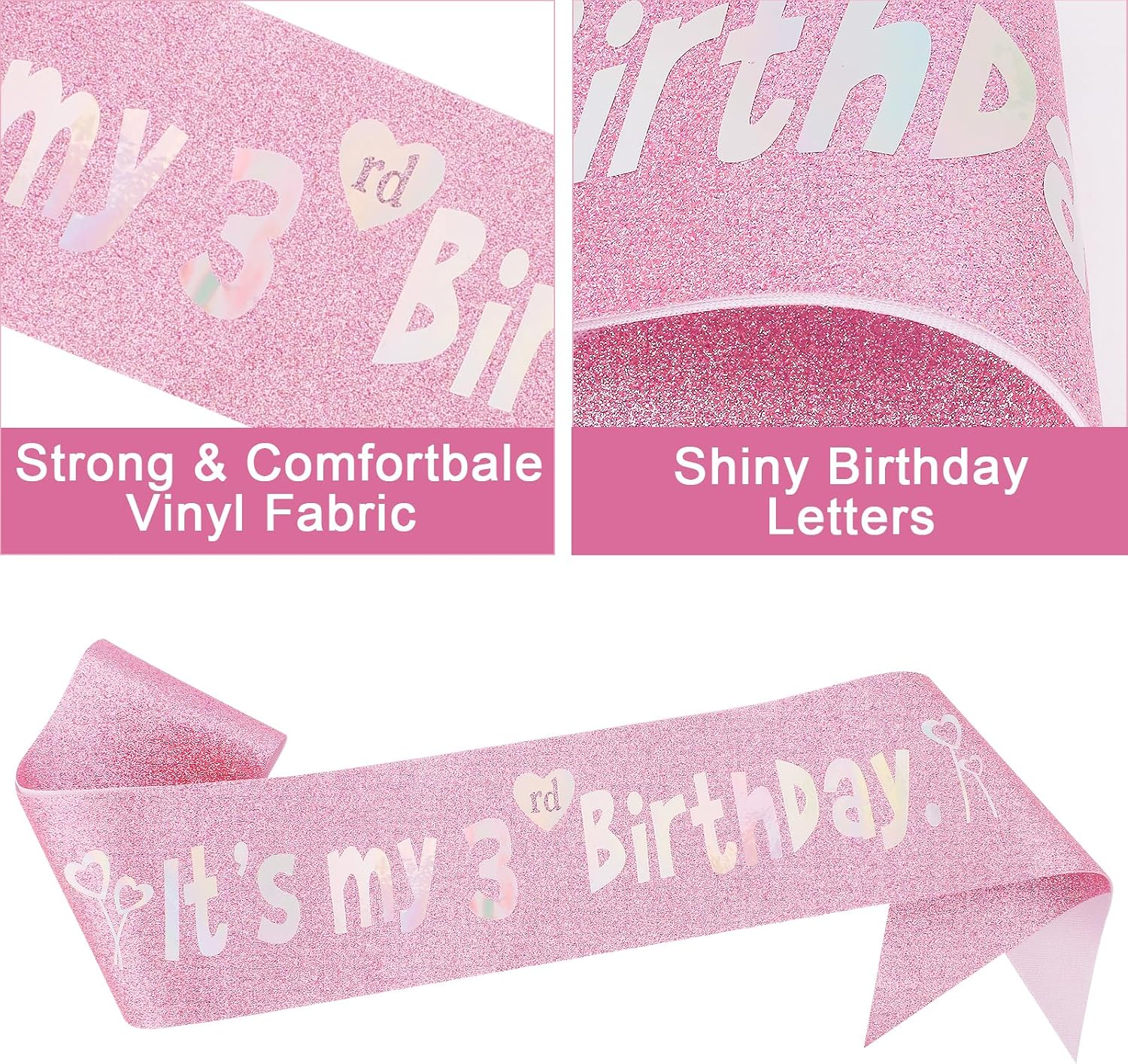 Canitor Birthday Decorations for Girls - Crown Tiara Sash Set and Headband Gift