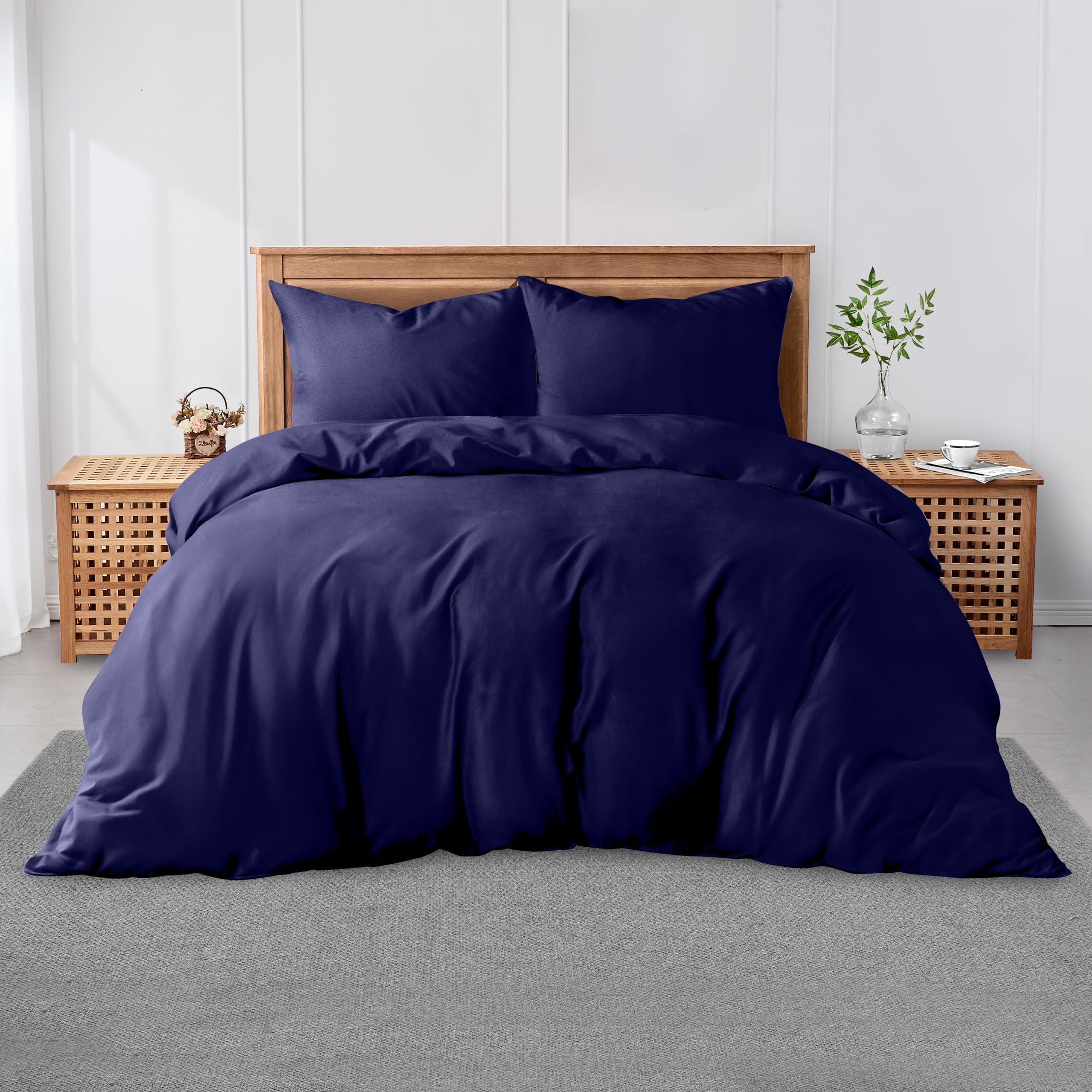 GC GAVENO CAVAILIA Plain Dyed King Size Duvet Cover, Super Soft Breathable Polycotton Bedding Set