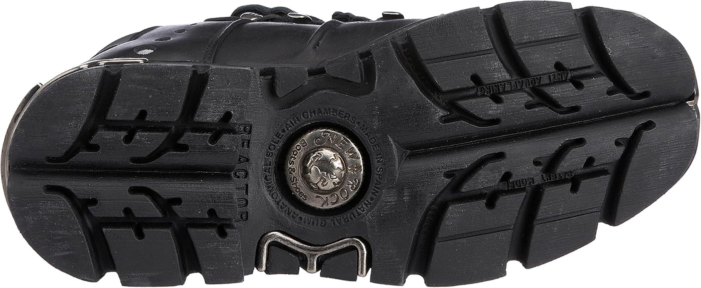 Amazon | [New Rock Shoes] Unisex Black Leather Studded Boots