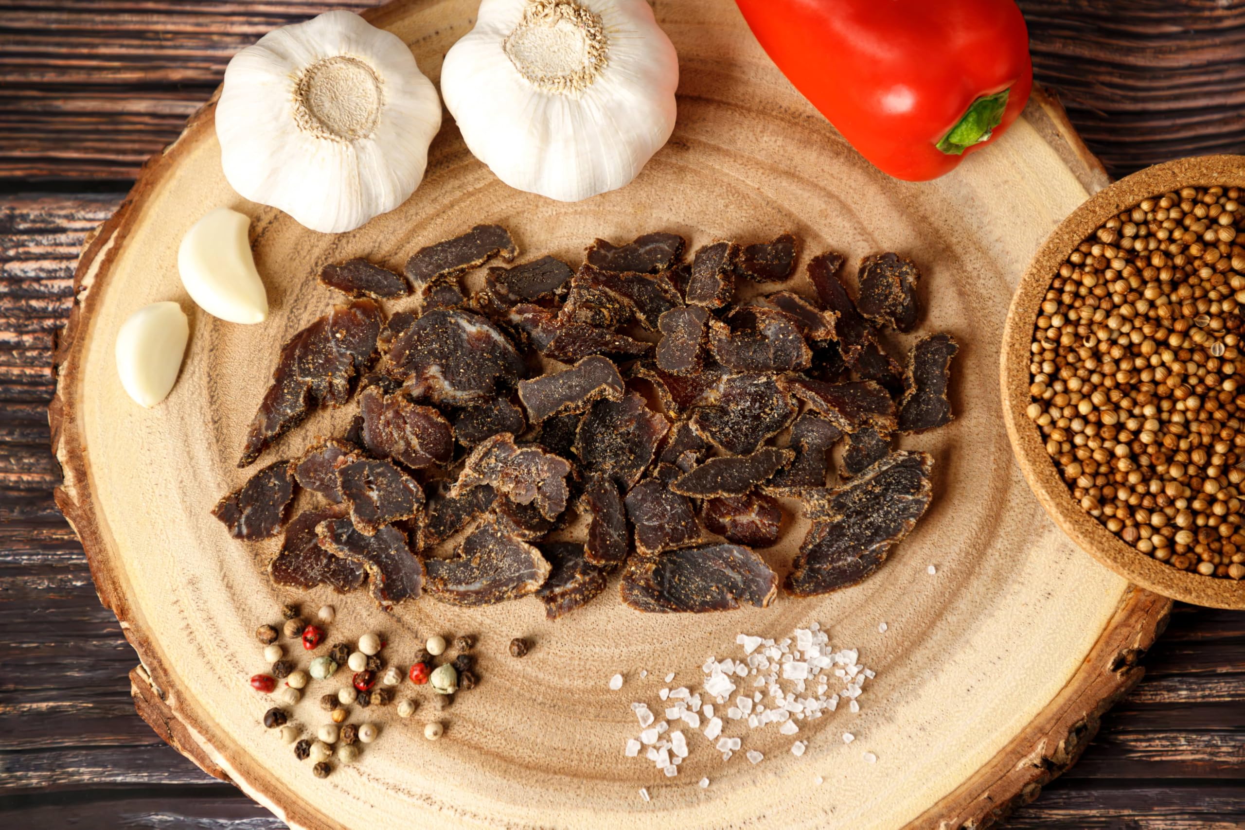 Craftsman Biltong Garlic Trockenfleisch | Beef Jerky Set aus Deutschland - Bayern | Ohne Zucker 100% Natürlich mit Knoblauch (5x 50g Garlic)