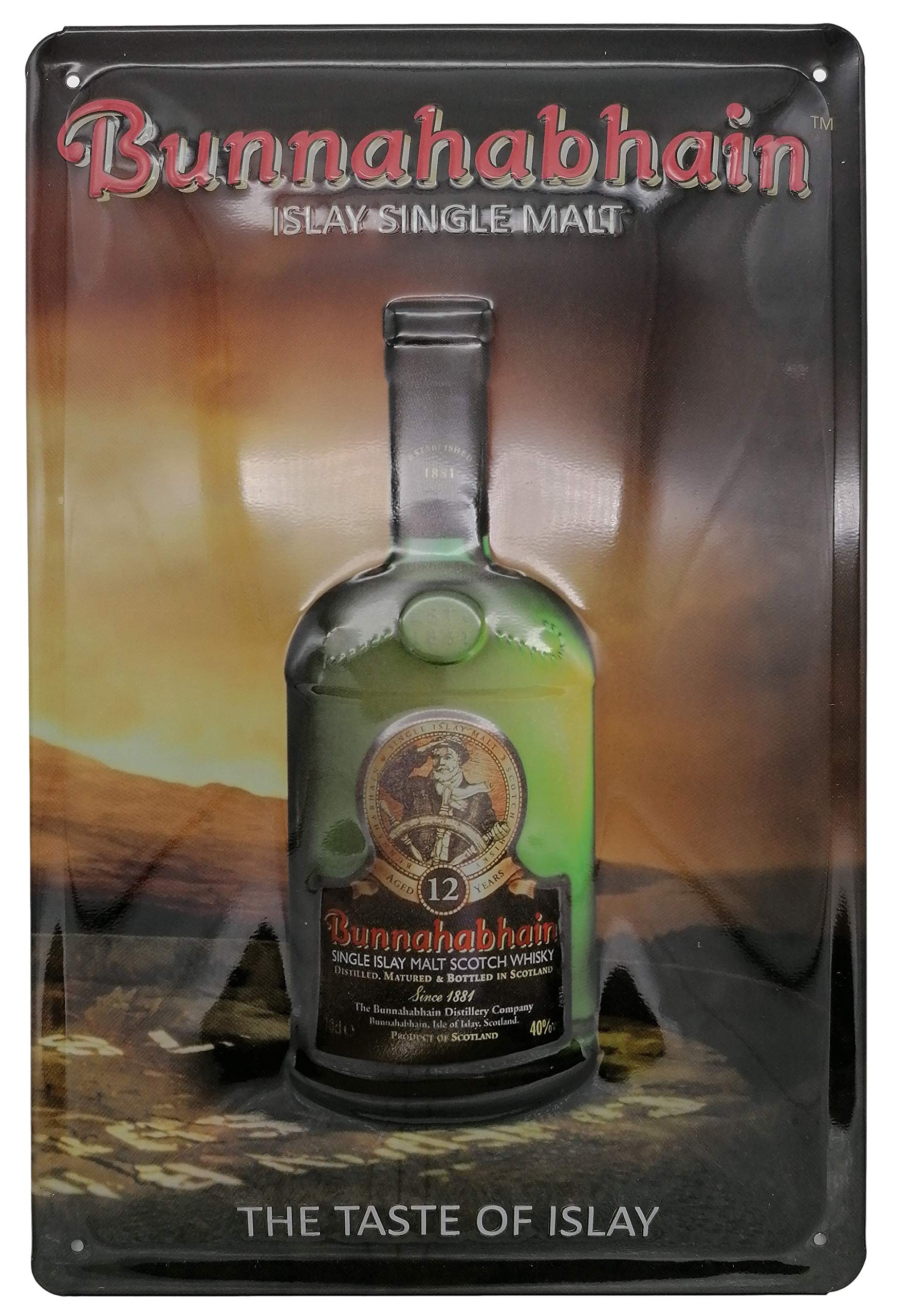 Luckylinde Bunnahab Retro Whisky Tin Sign Suitable For Hain Single Malt Scotch Lovers And Connoisseurs - Embossed Tin Sign For Scotland Fans, 30 X 20 Cm