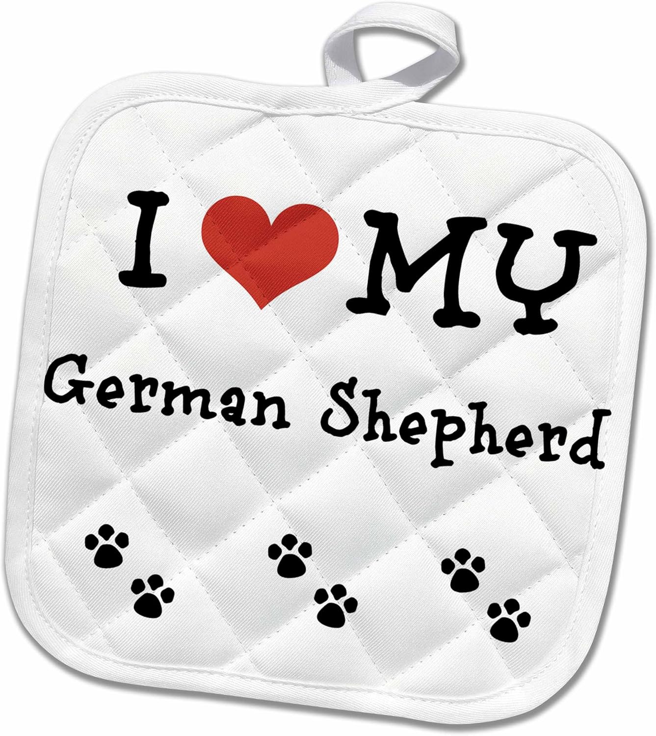 3D Rose I Love My-German Shepherd Pot Holder, 8 x 8