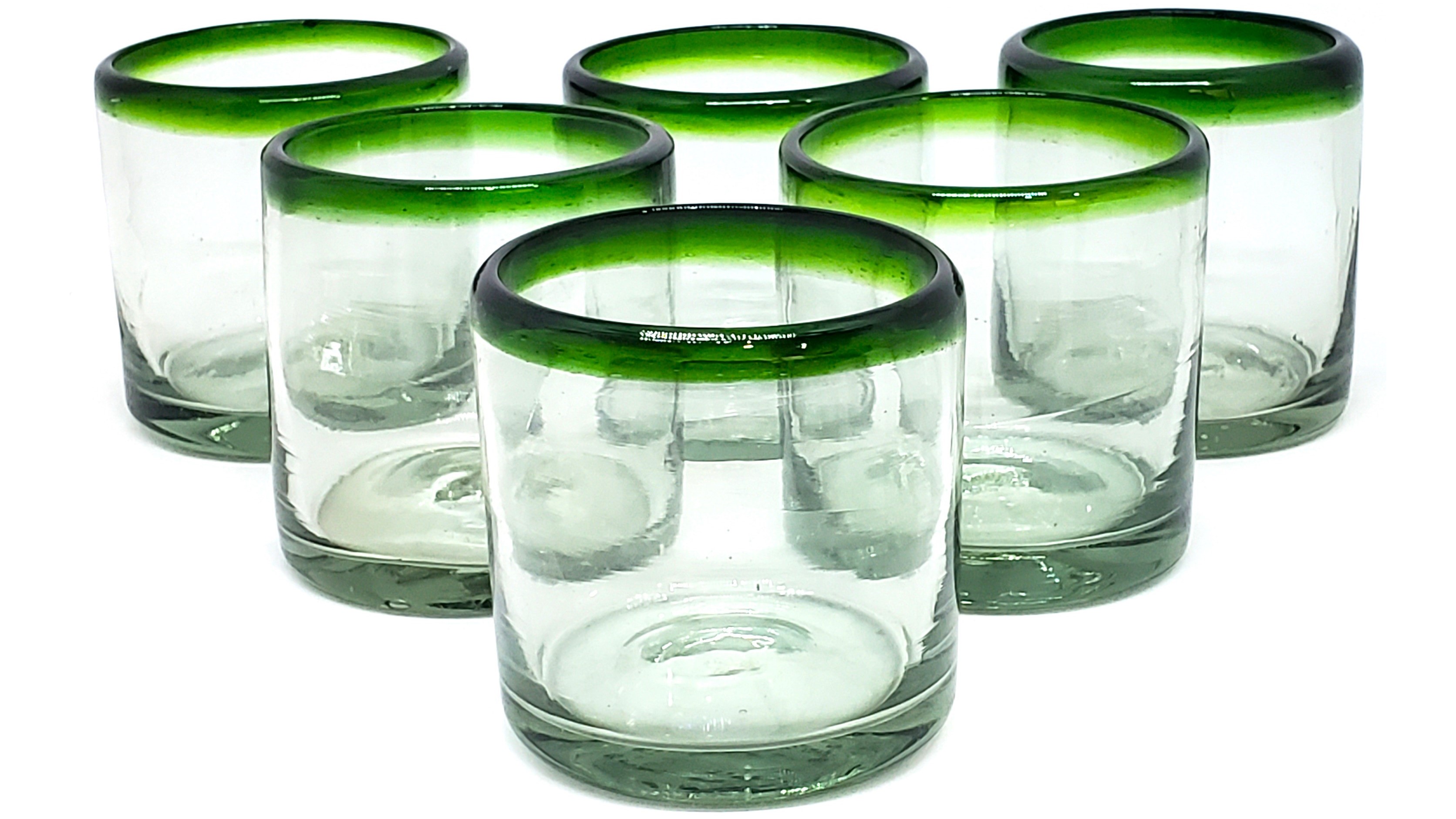 Amazon.com | MexHandcraft Emerald Green Rim 8 oz DOF Rock Glasses