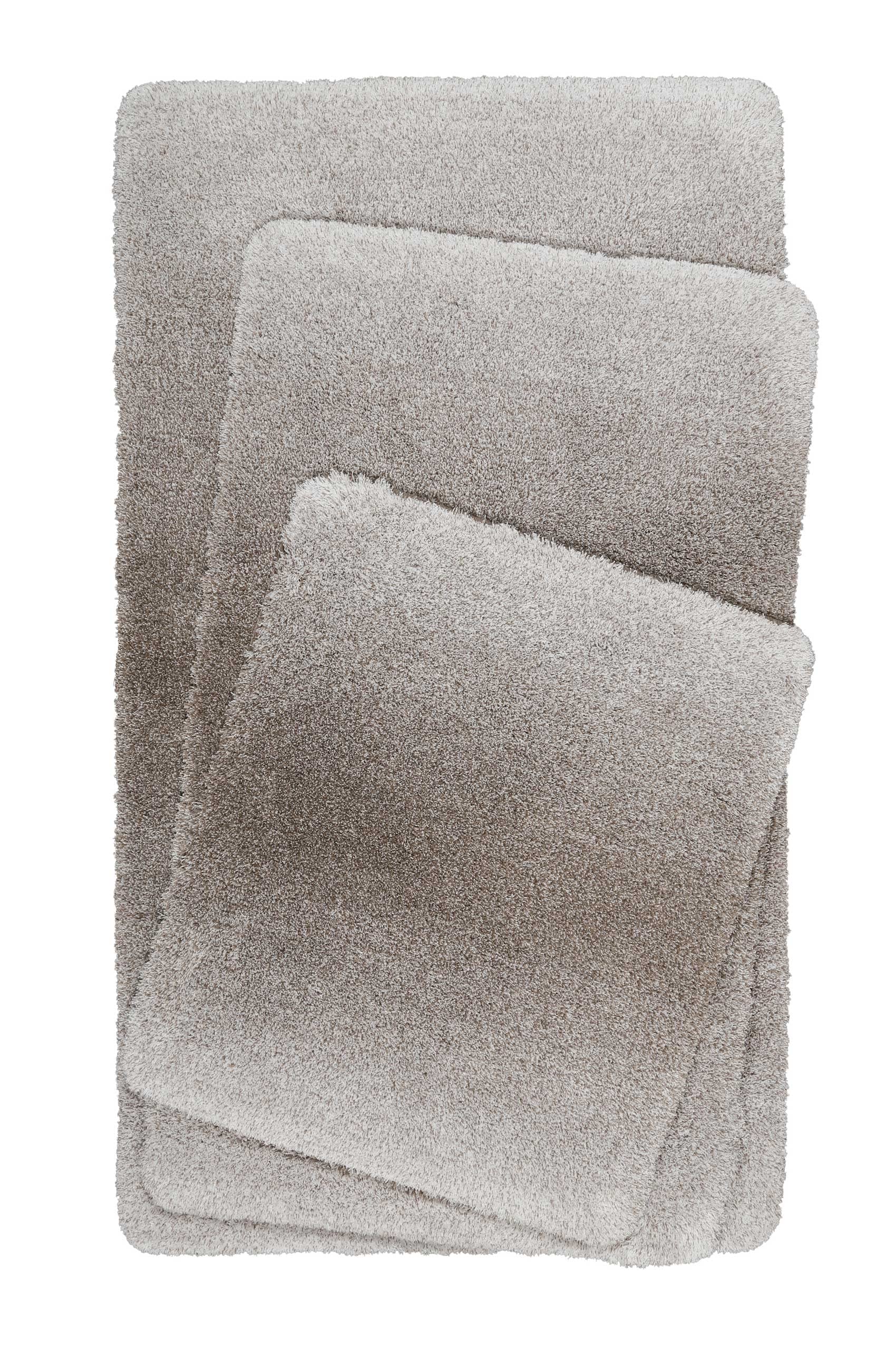 wecon home Nowoczesny puszysty dywanik łazienkowy z antypoślizgowym spodem - Luuk (60 x 100 cm, taupe)